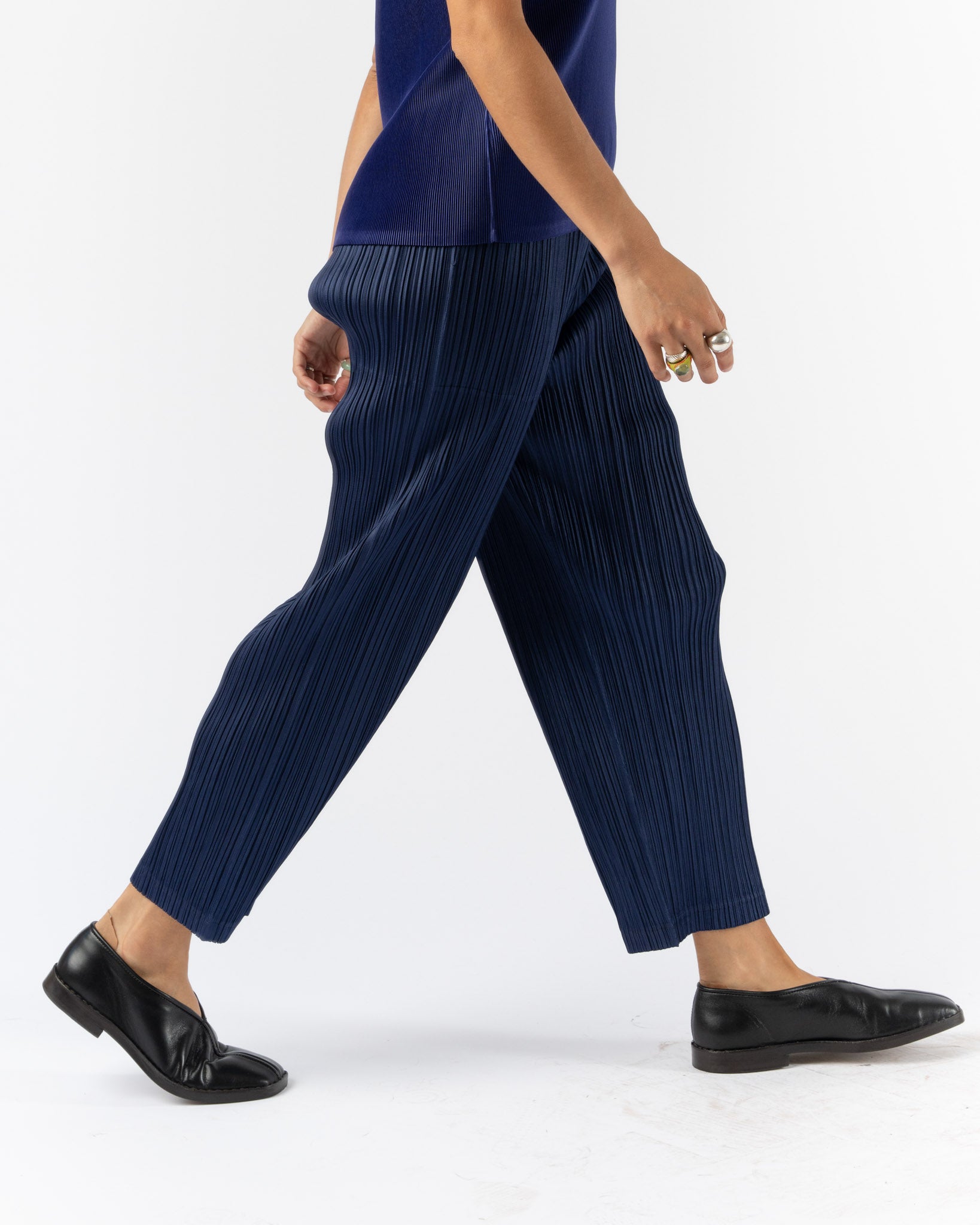 Pleats Please Issey Miyake Thicker Bottoms in Navy