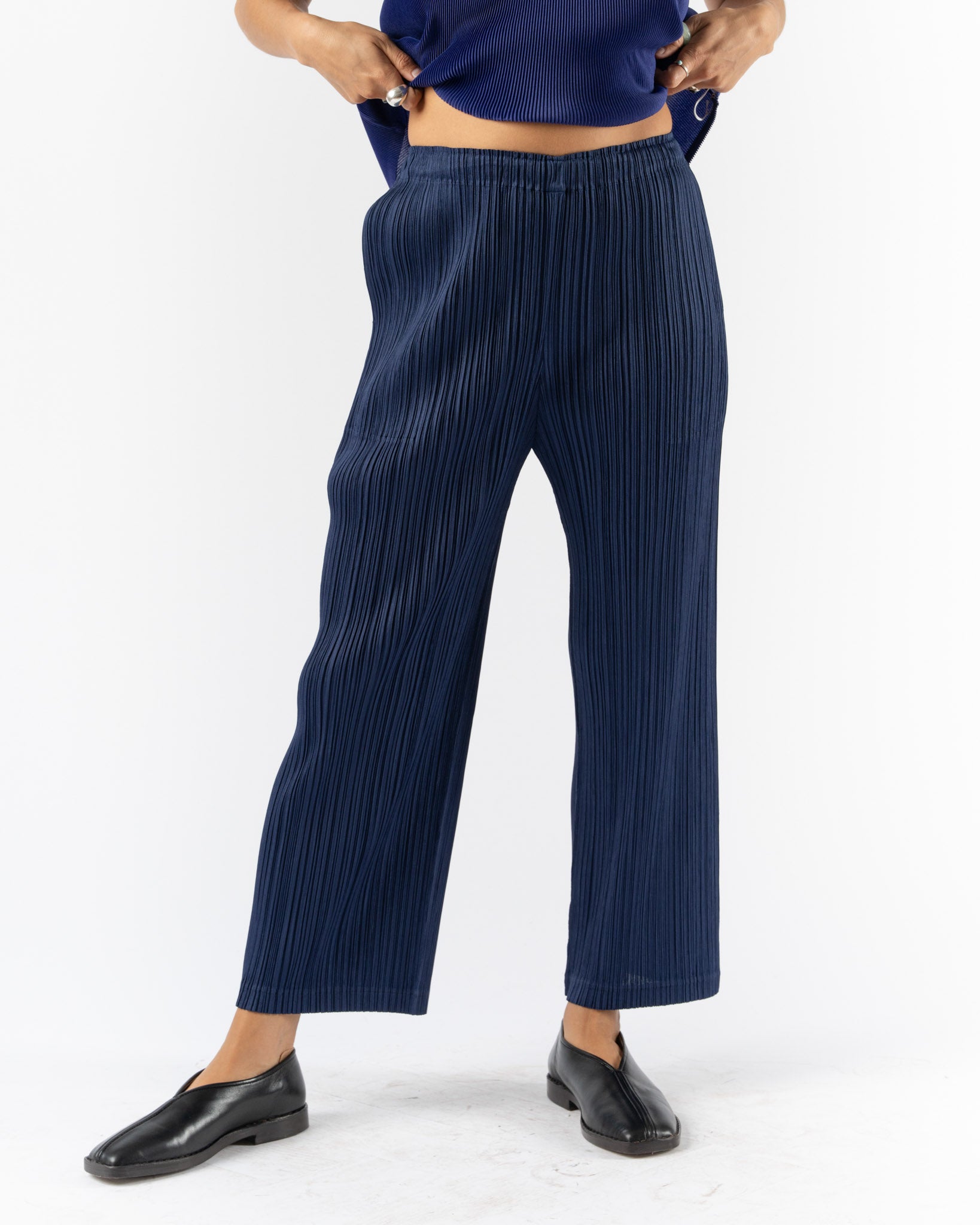 Pleats Please Issey Miyake Thicker Bottoms in Navy