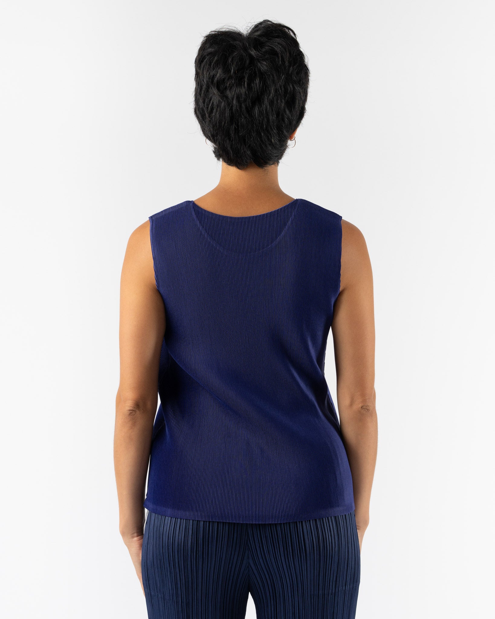 Pleats Please Issey Miyake Mist July Top in Dark Blue