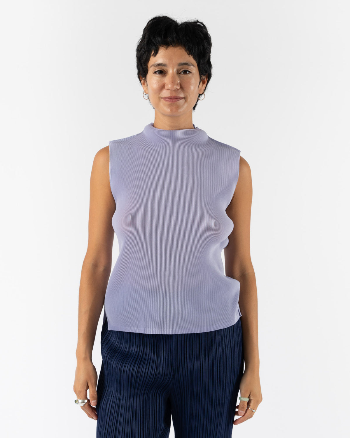 Pleats Please Issey Miyake Mist July Top in Light Blue Curated at 