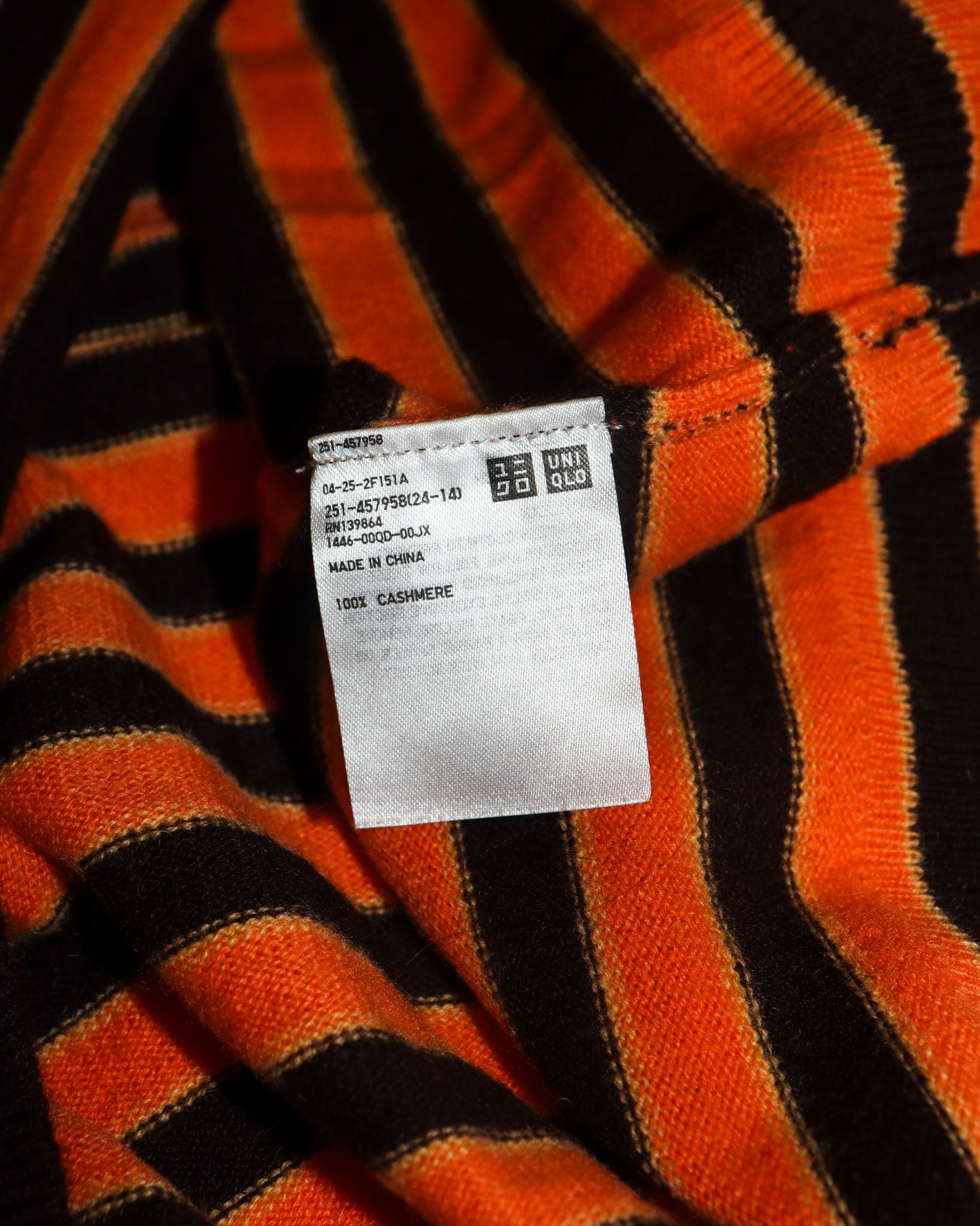 Pre-owned: Marni X Uniqlo Cashmere Striped Turtleneck in Orange