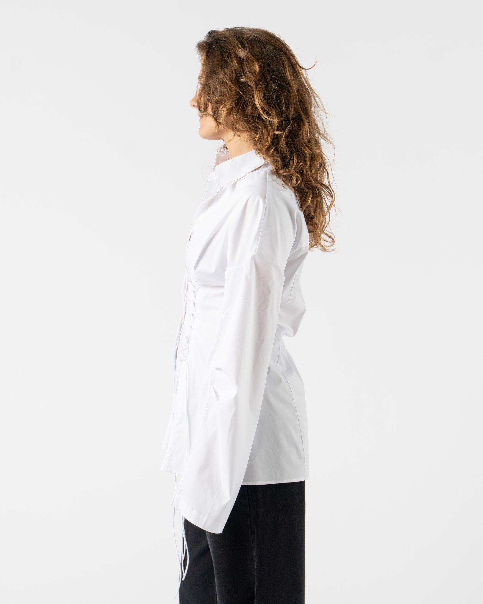 PRISCAVera Laced Button Down in White