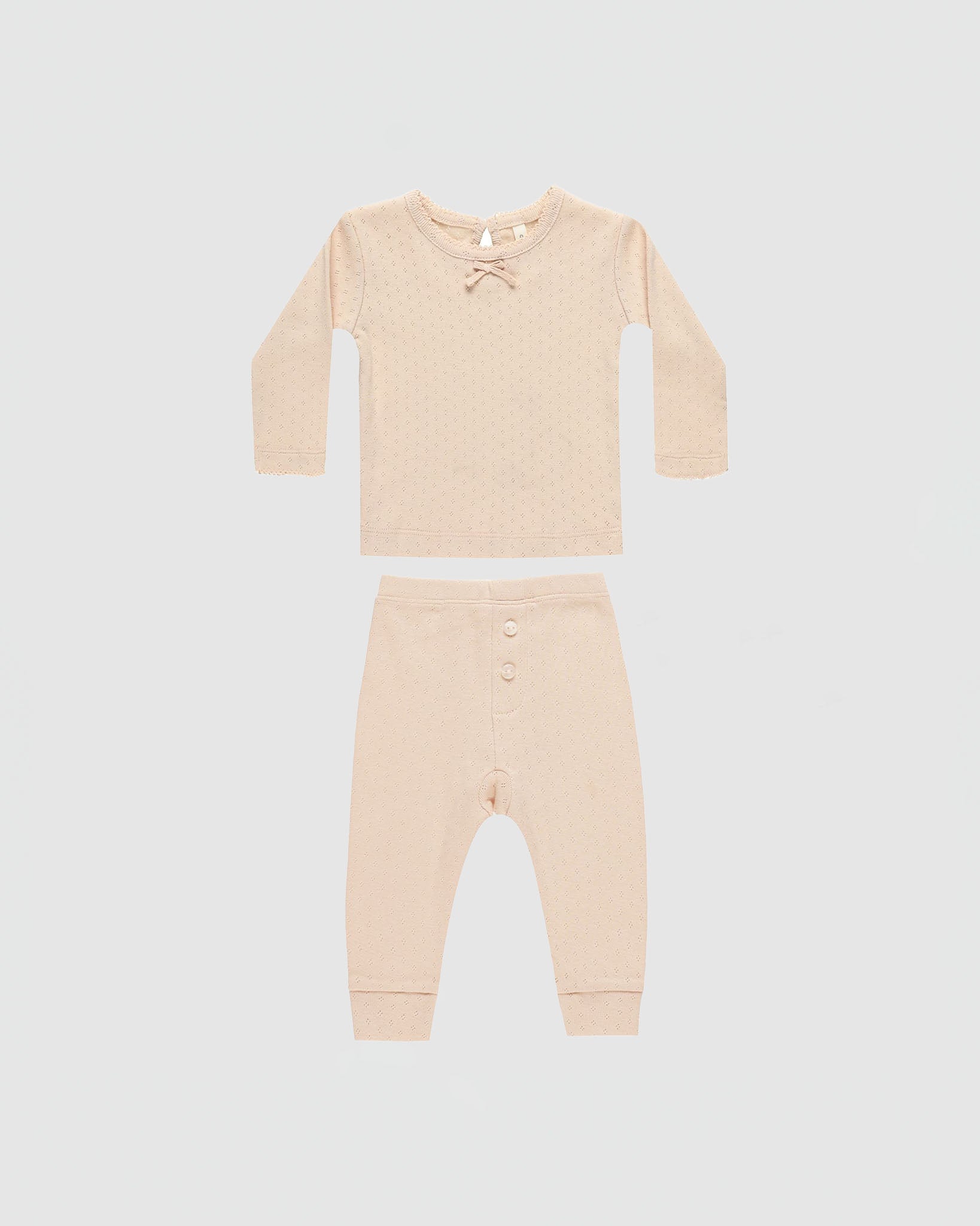 Quincy Mae Pointelle Long Sleeve Tee and Legging in Shell
