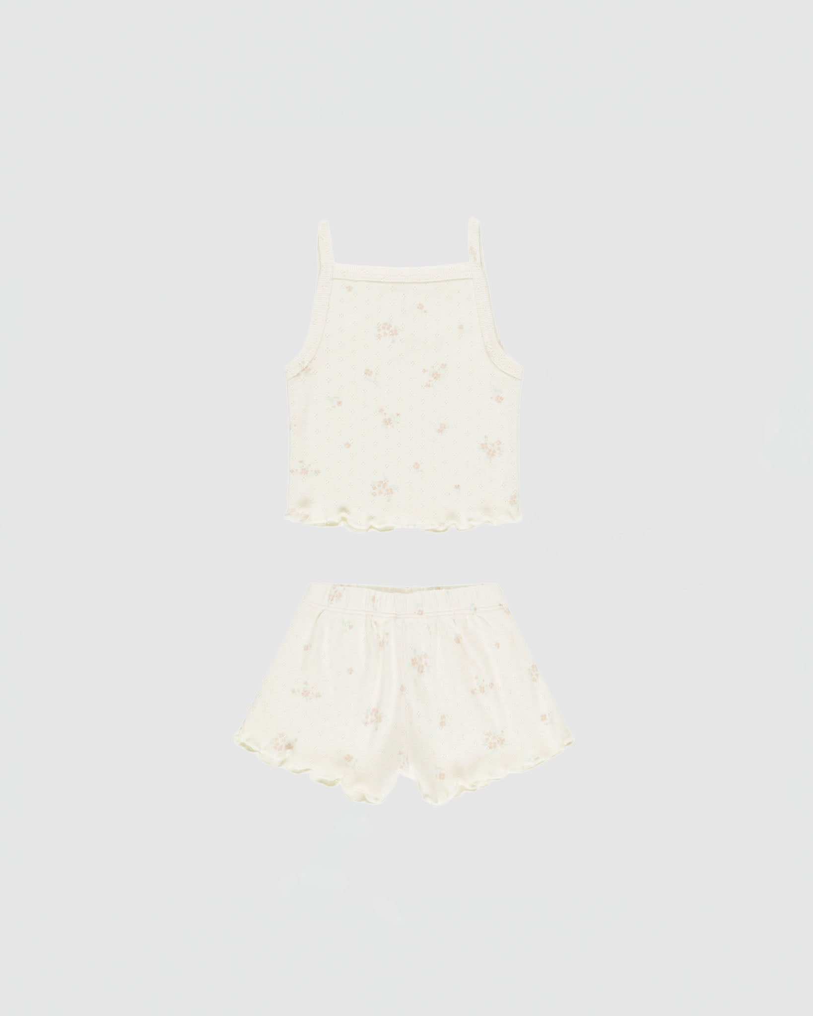 Quincy Mae Pointelle Tank + Shortie Set in Pink Ditsy