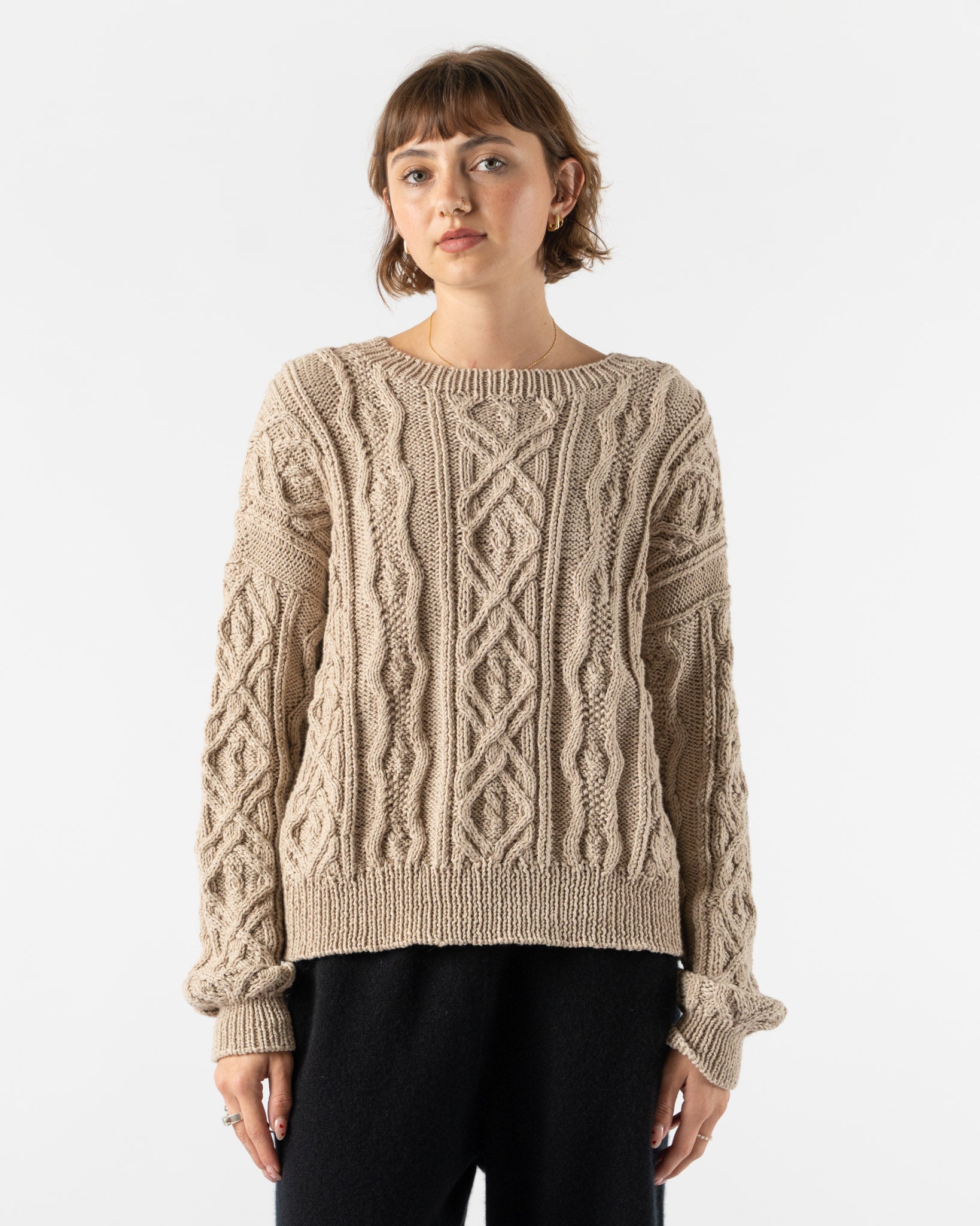 Quitan Blanket Pattern Hand Knit "Ventilated" in Ecru