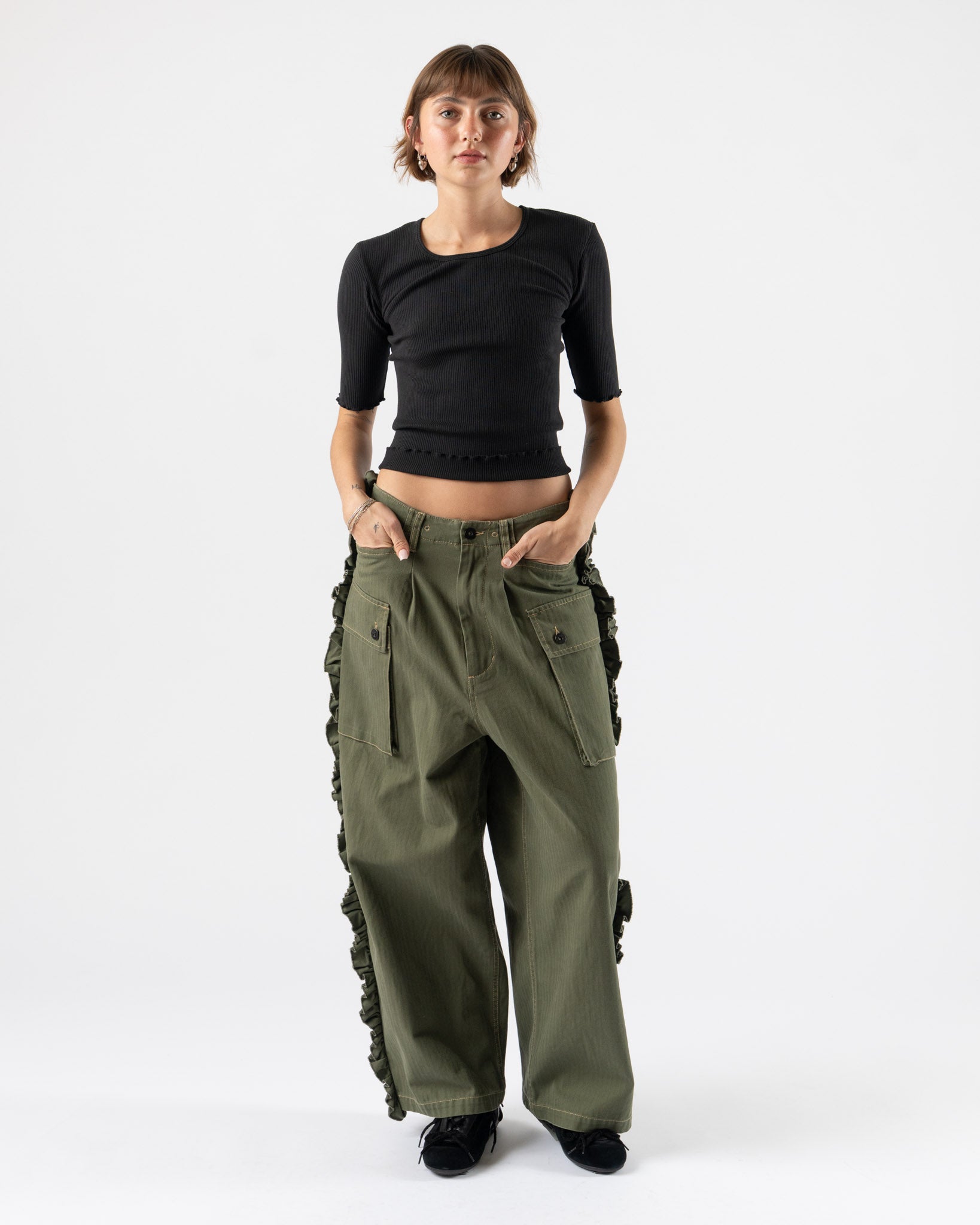 Rhodolirion Utility Pant in Herringbone Olive