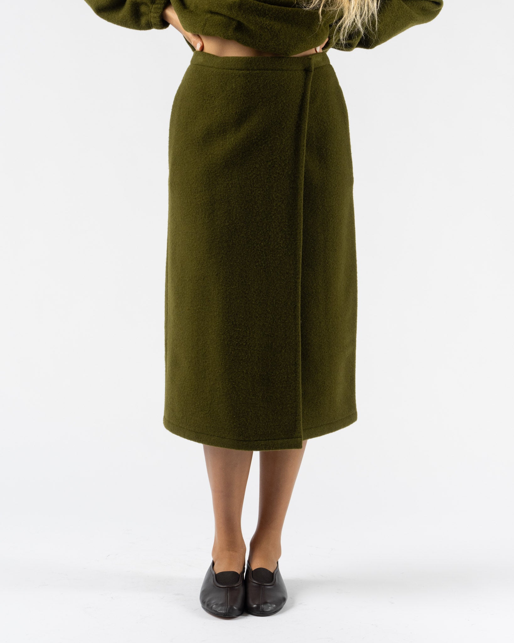 RIER Fleece Wrap Skirt in Soil