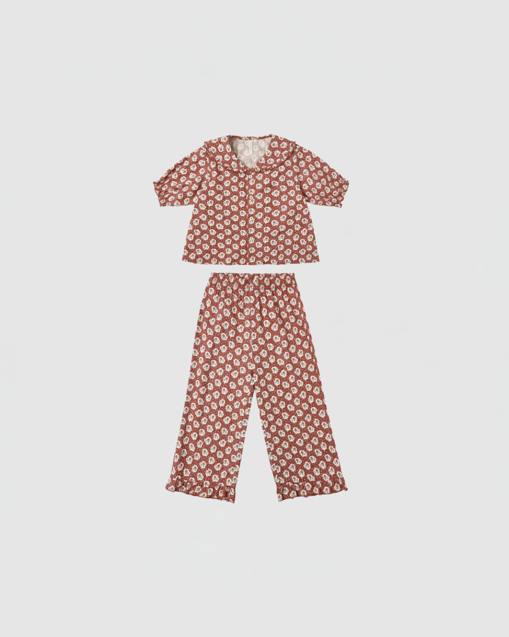 Rylee + Cru Ruffle Pajamas in Ruby Fleur