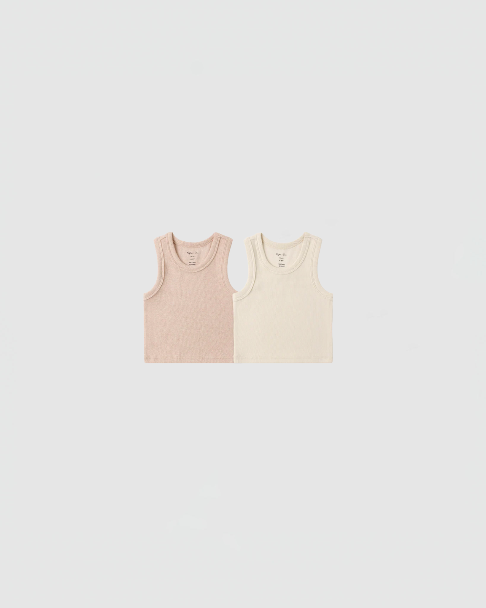 Rylee + Cru Ribbed Tank Set in Shell/Heathered Blush