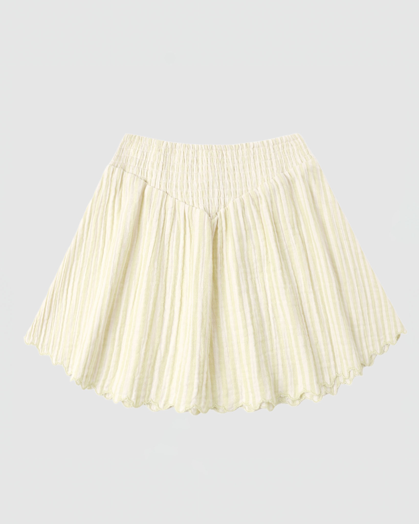 Rylee + Cru Smocked V Mini Skirt in Citron Stripe