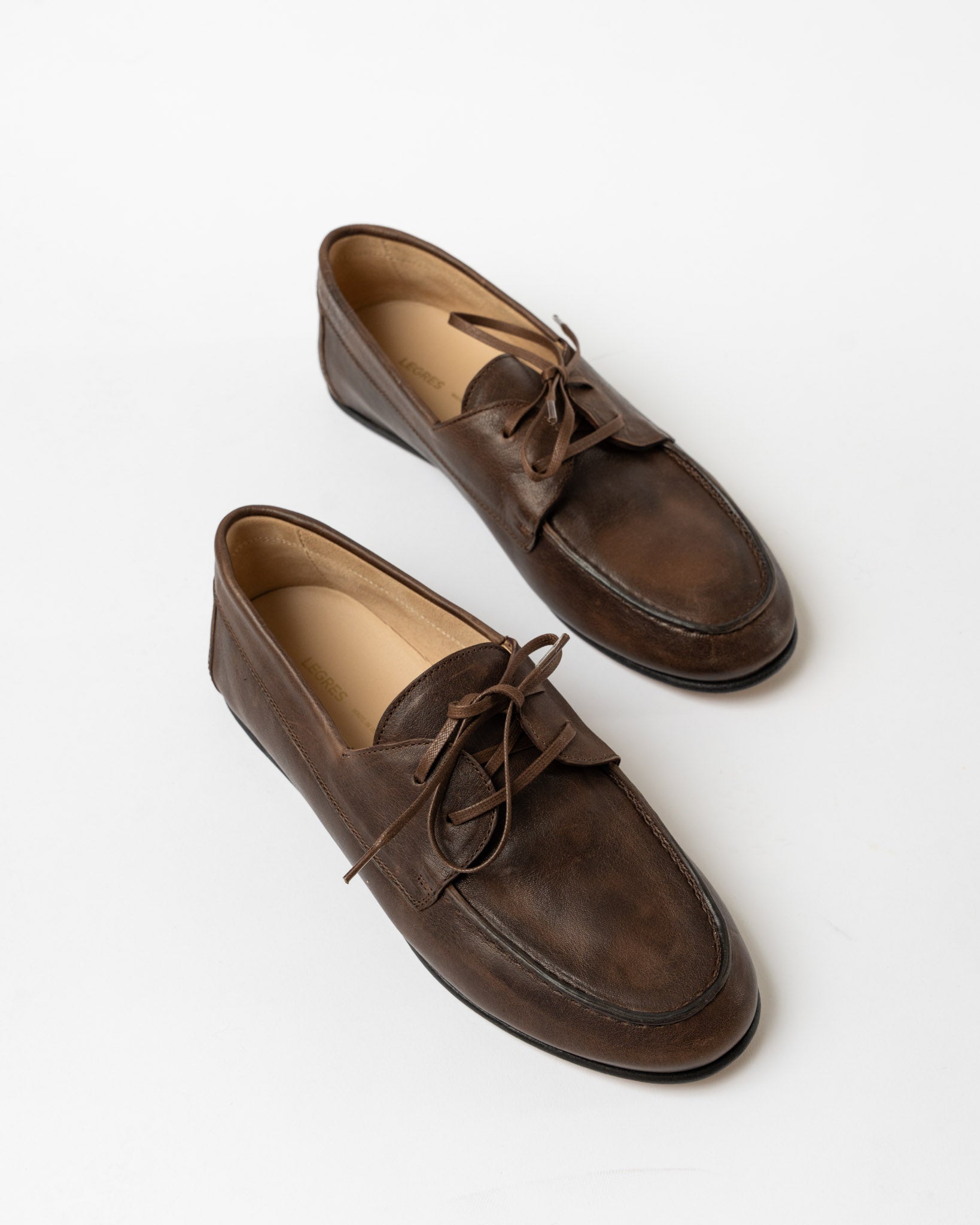 Legres Sailing Shoe in Leather Dark Brown
