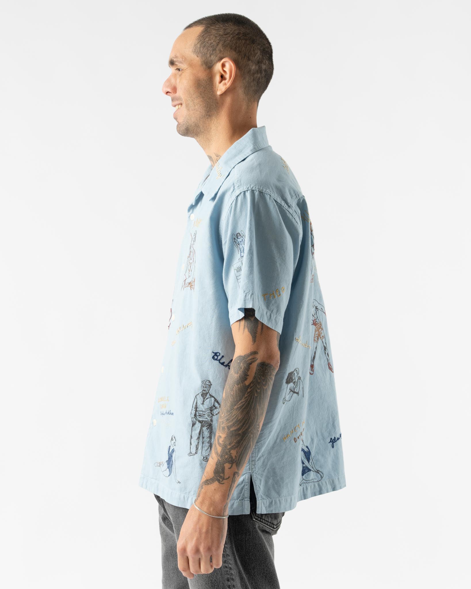 Samuel Zelig High Dive Camp Shirt in Light Blue