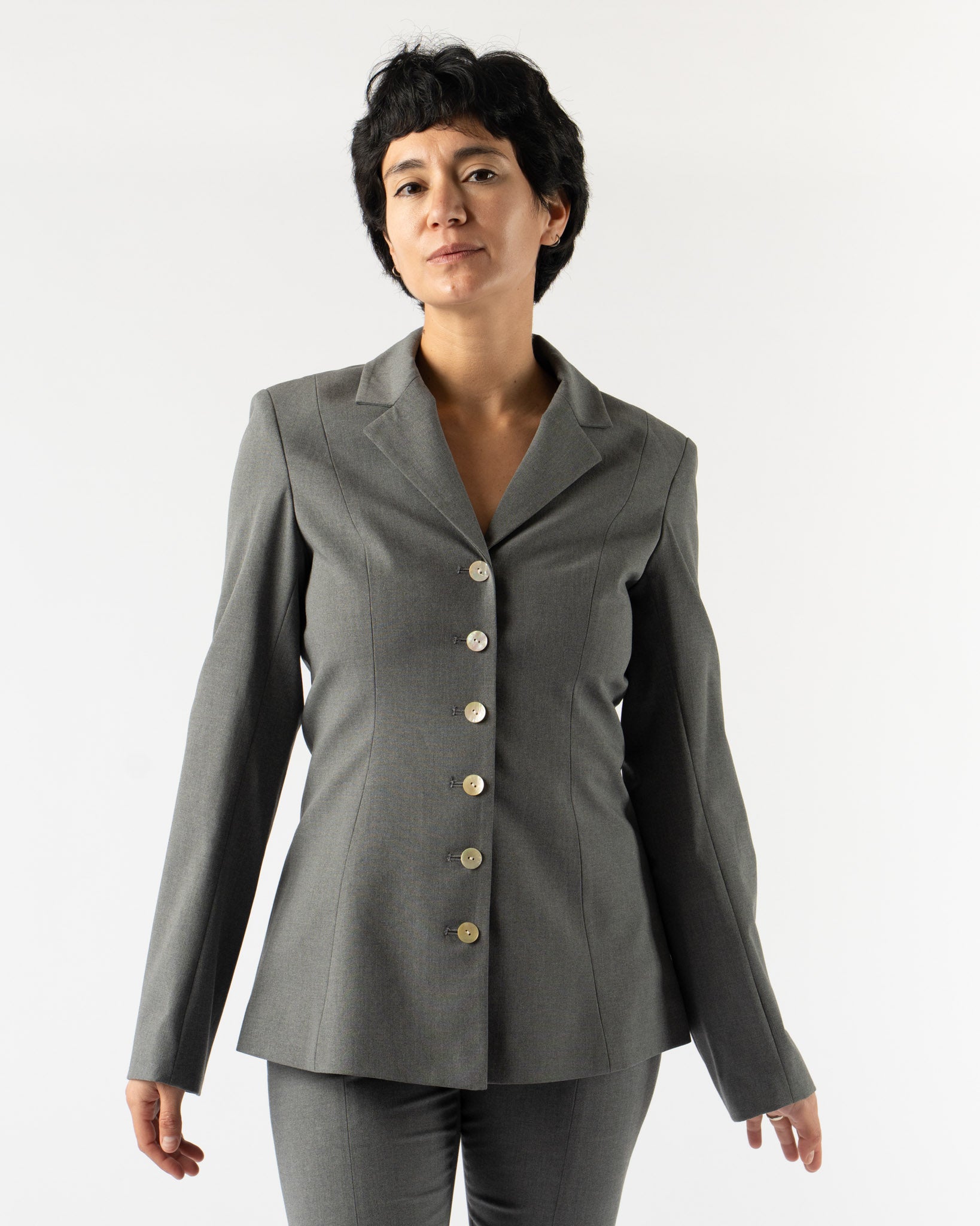 【関税込み】Sandy Liang グレー Exton テーラードジャケット Sandy Liang Exton Jacket in Grey Curated at Jake and Jones