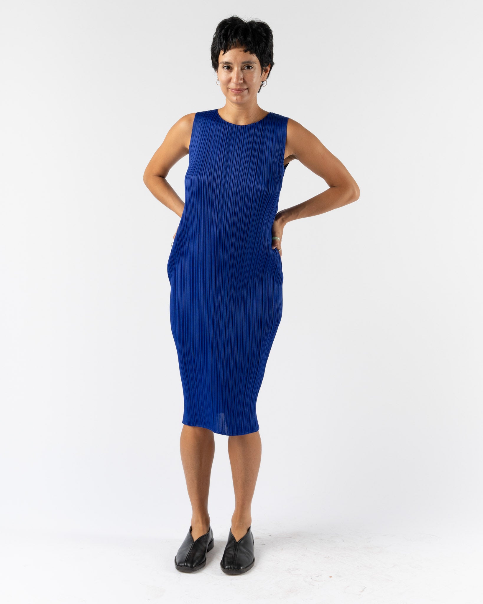 Pleats Please Issey Miyake Monthly Colors July Dress in Blue