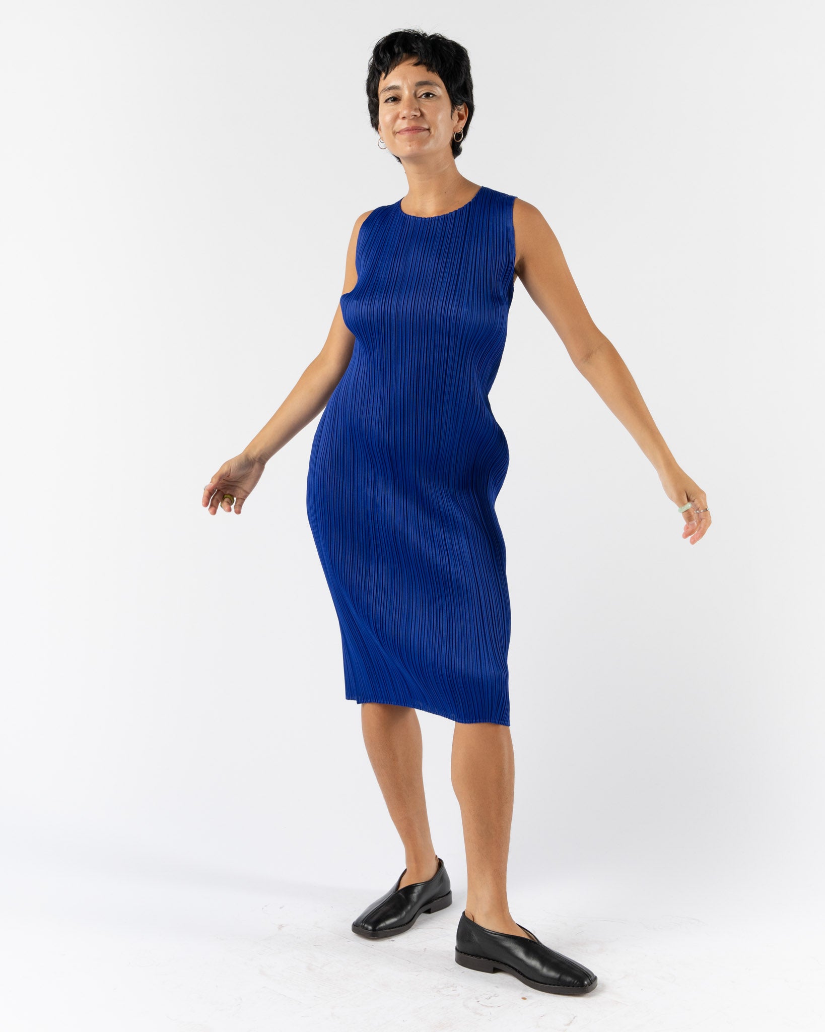 Pleats Please Issey Miyake Monthly Colors July Dress in Blue