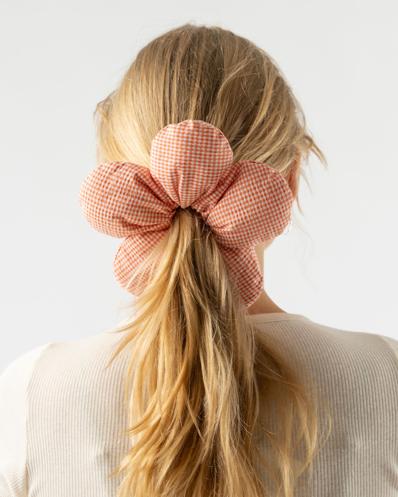 Sarah Miller Orange Gingham Scrunchie