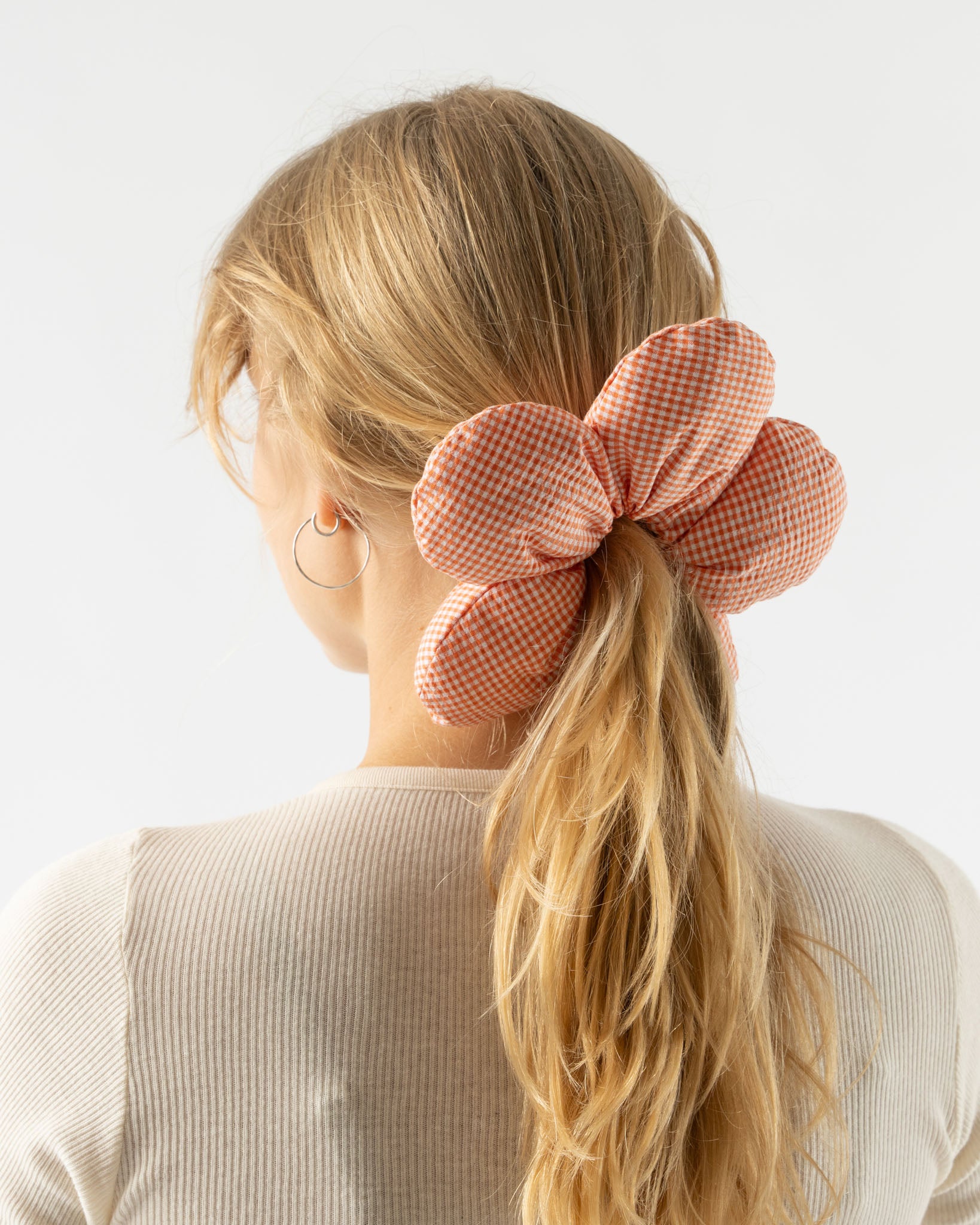 Sarah Miller Orange Gingham Scrunchie