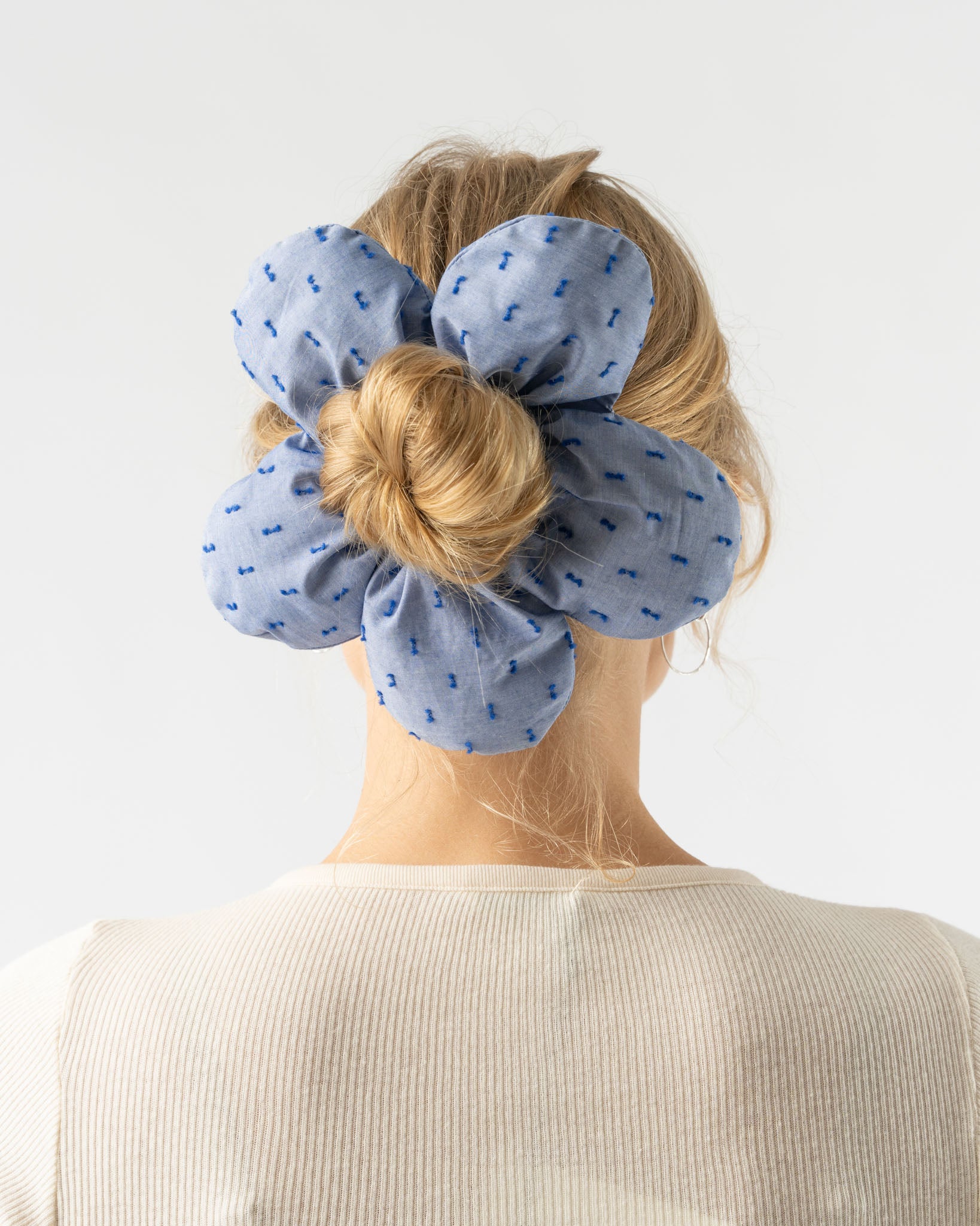 Sarah Miller Indigo Dot Scrunchie