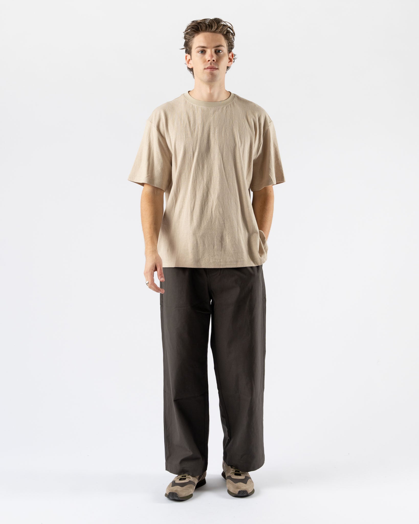 Satta Flatlock Tee in Stone