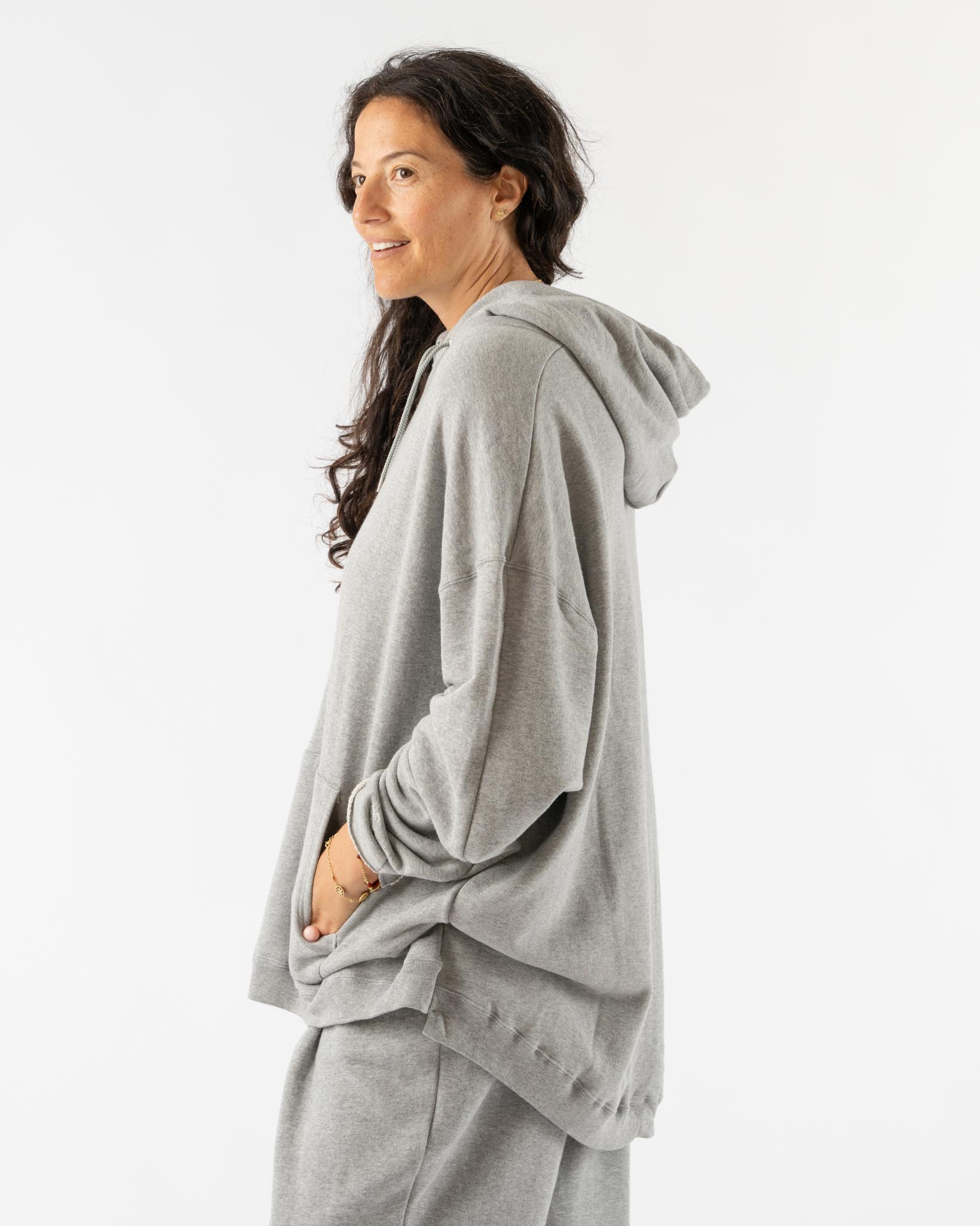 Sillage Loop Wheel Circular Hoodie in Melange Grey