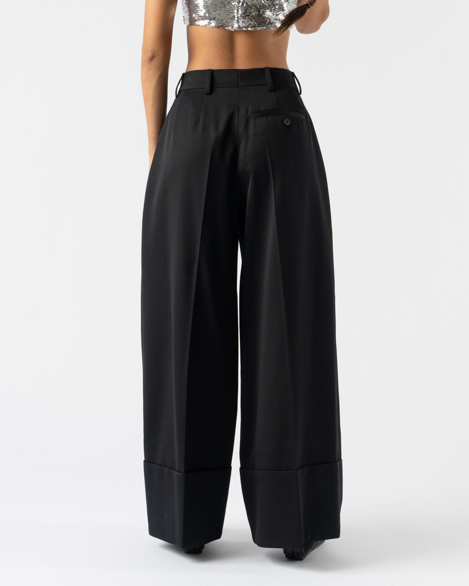 Simone Rocha Cropped Wide Leg Trousers in Black
