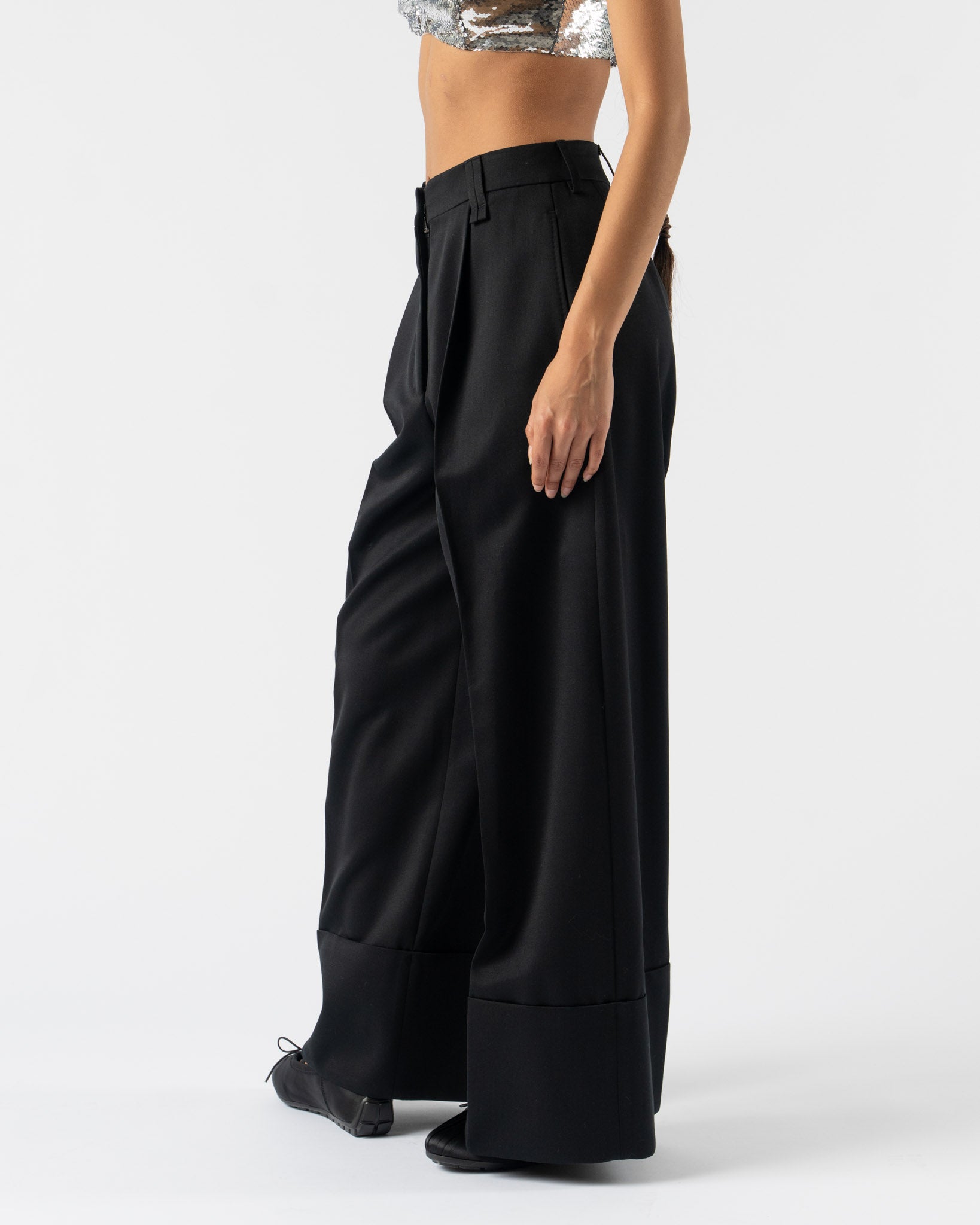 Simone Rocha Cropped Wide Leg Trousers in Black