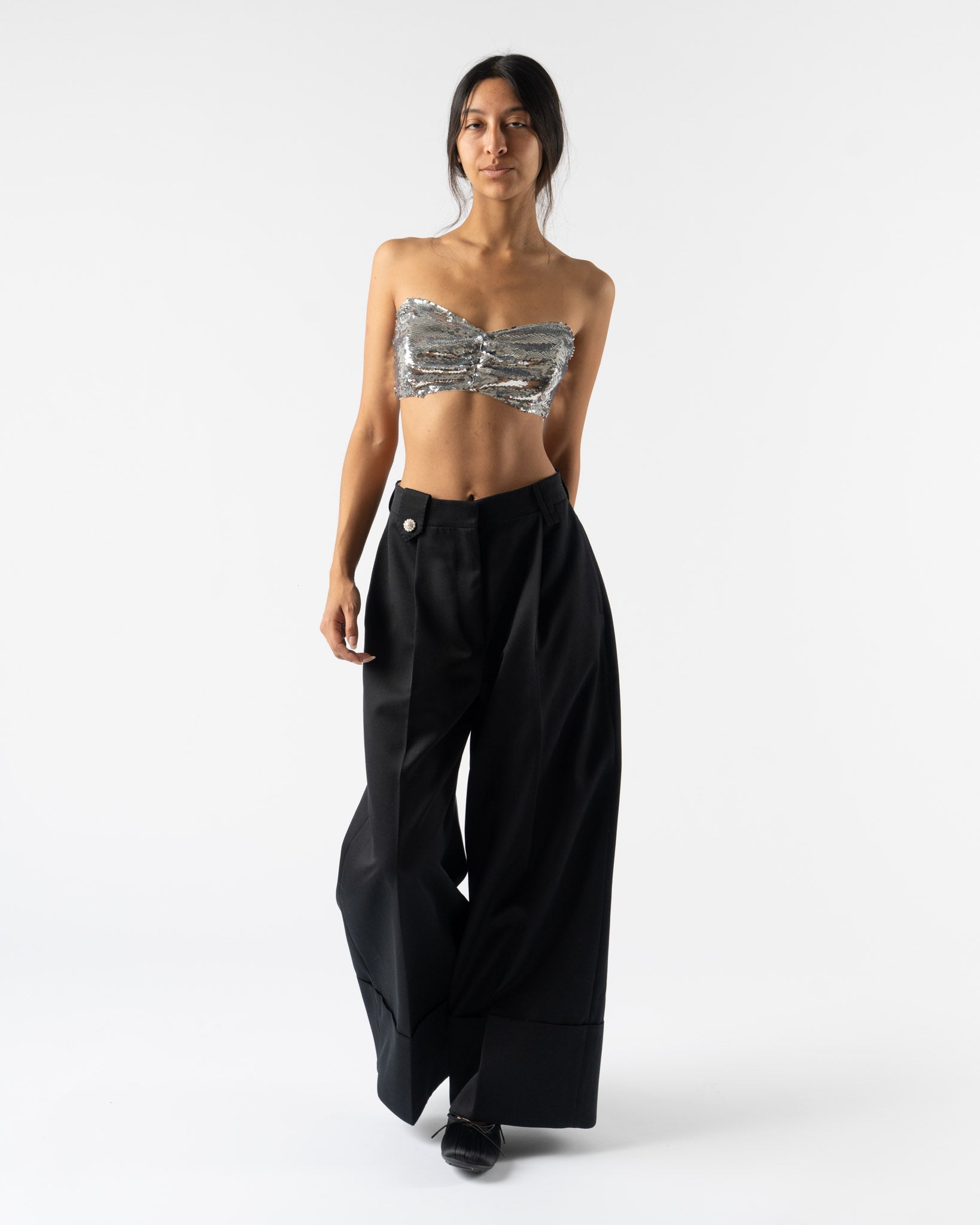 Simone Rocha Cropped Wide Leg Trousers in Black