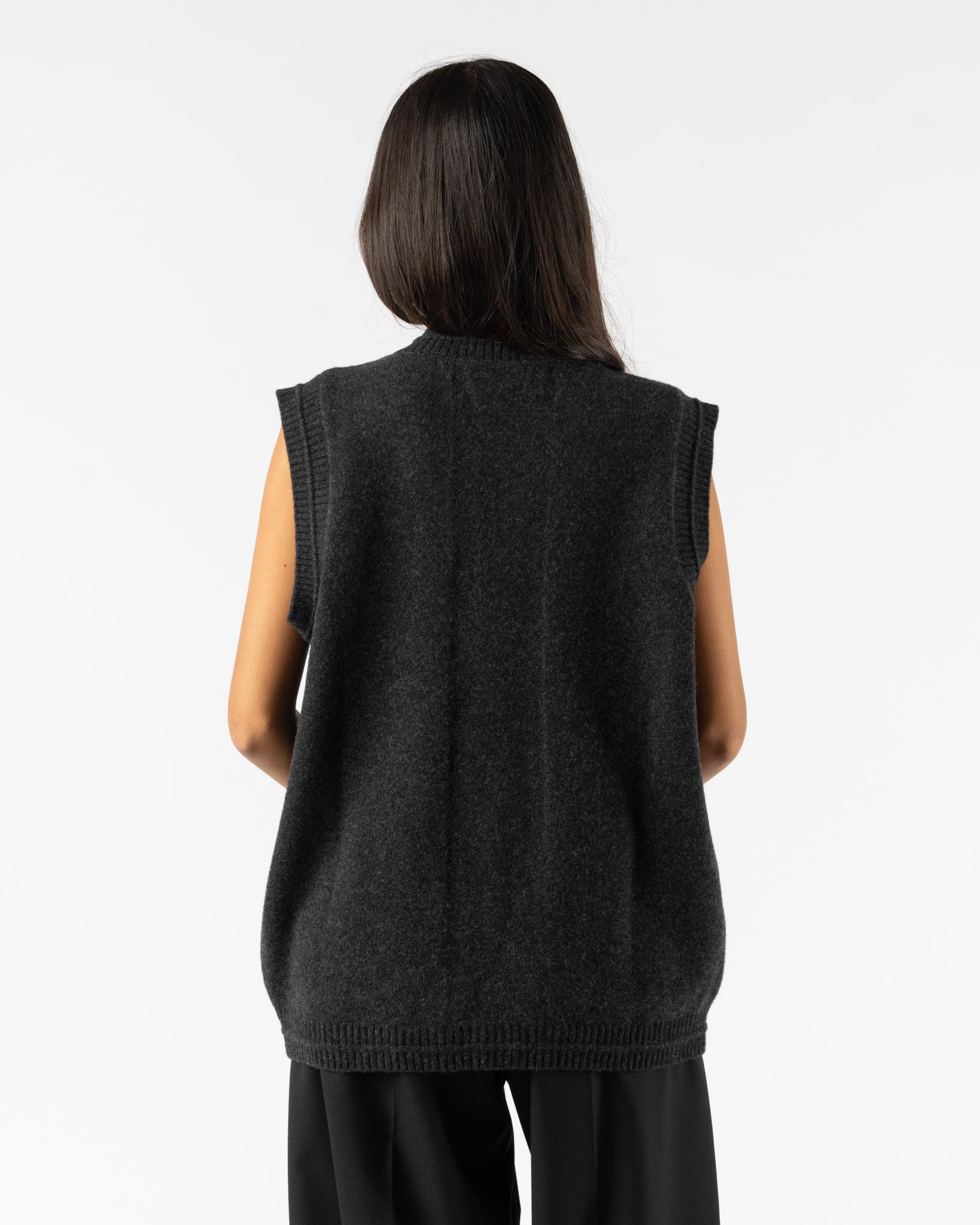Simone Rocha Knit Vest with Pearl Buttons in Charcoal