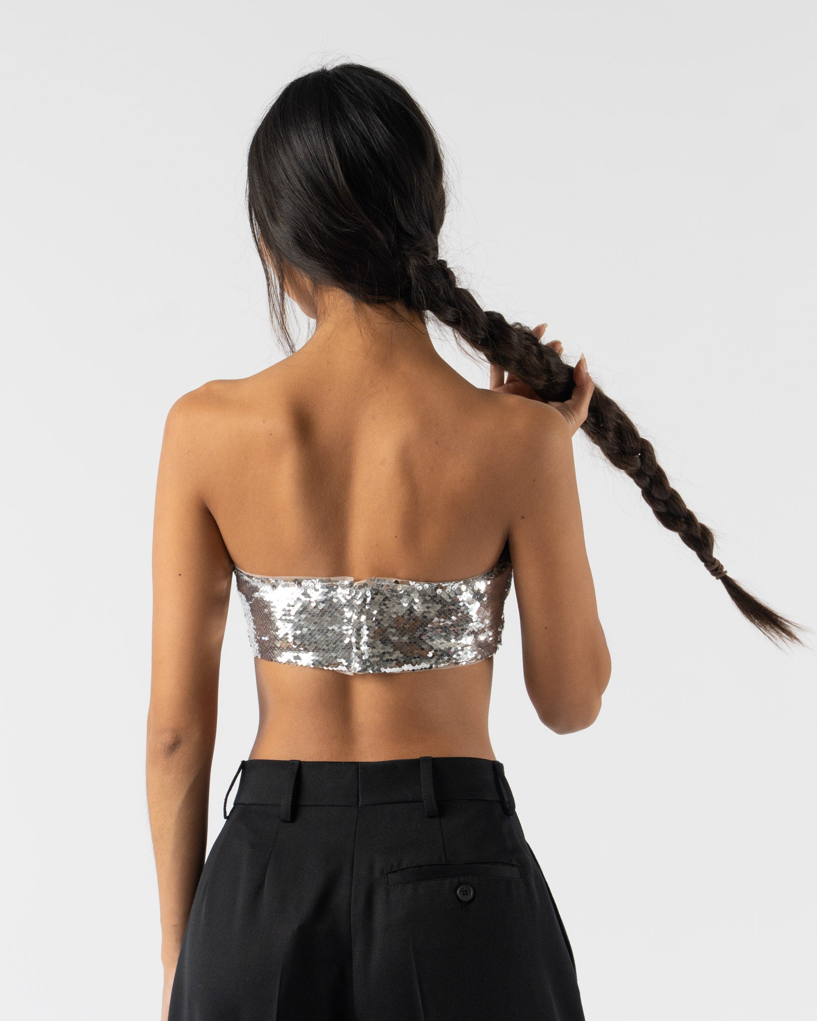 Simone Rocha Sculpt Bandeau in Sequin Silver