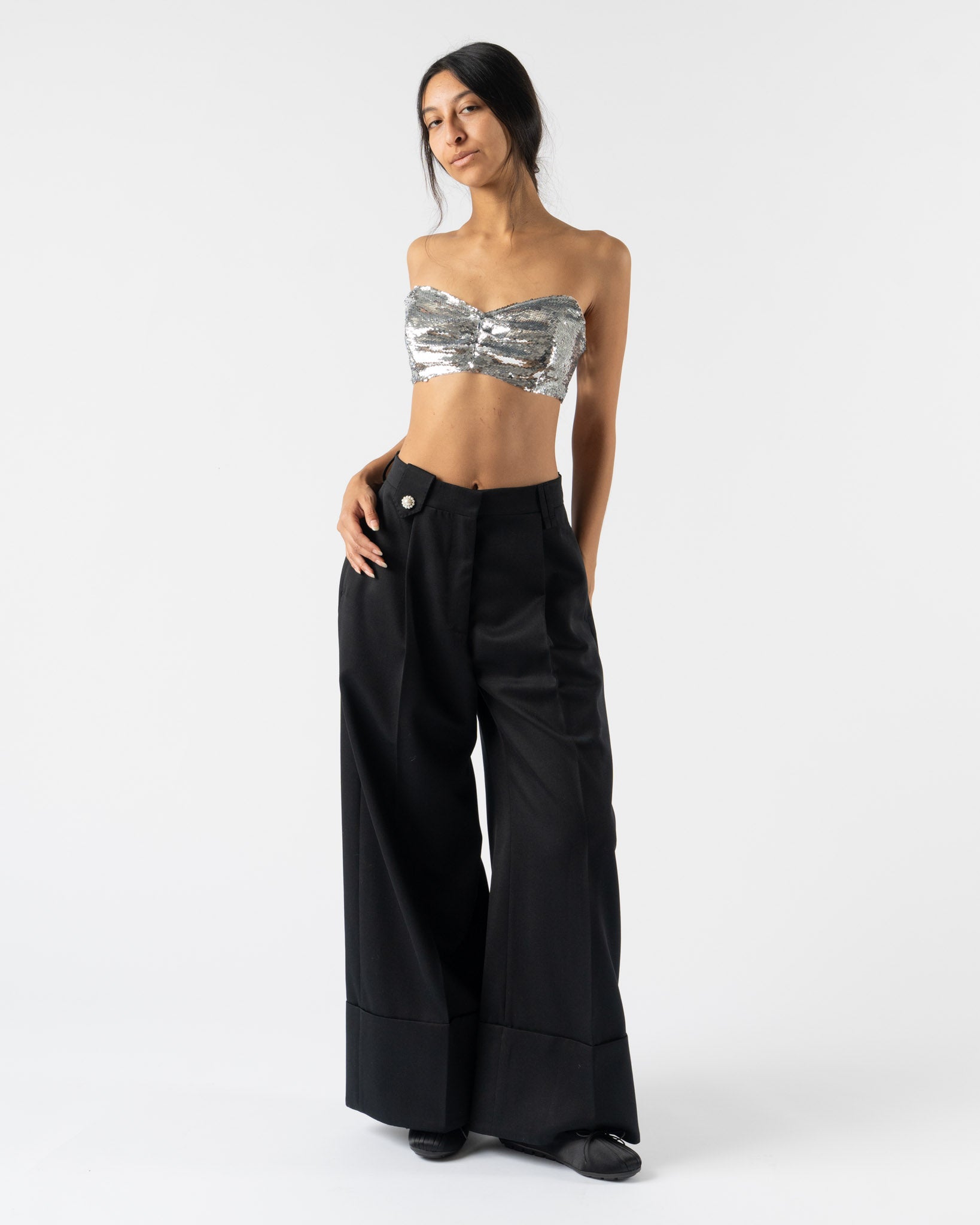Simone Rocha Cropped Wide Leg Trousers in Black