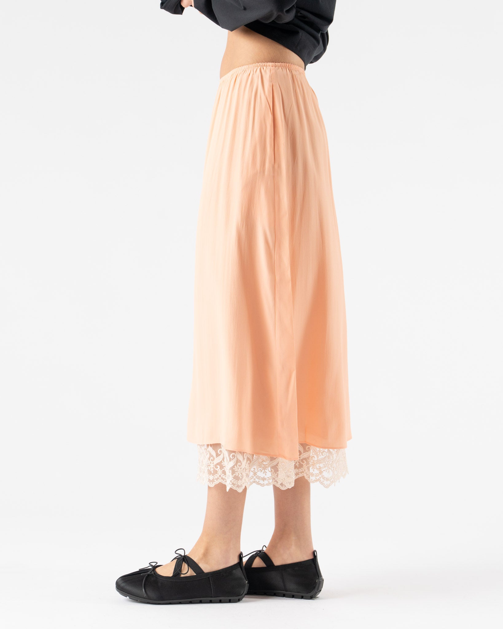 Simone Rocha Lace Trim Negligee Skirt in Clementine