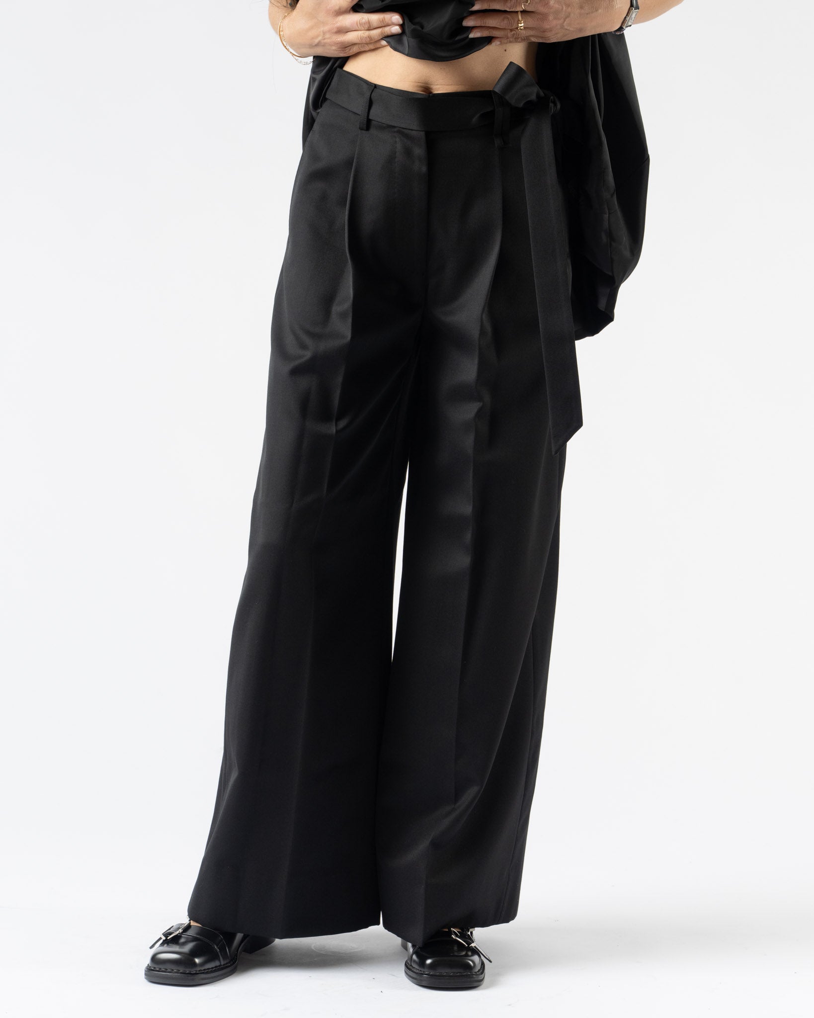 Simone Rocha Wide Leg Sash Trousers in Black