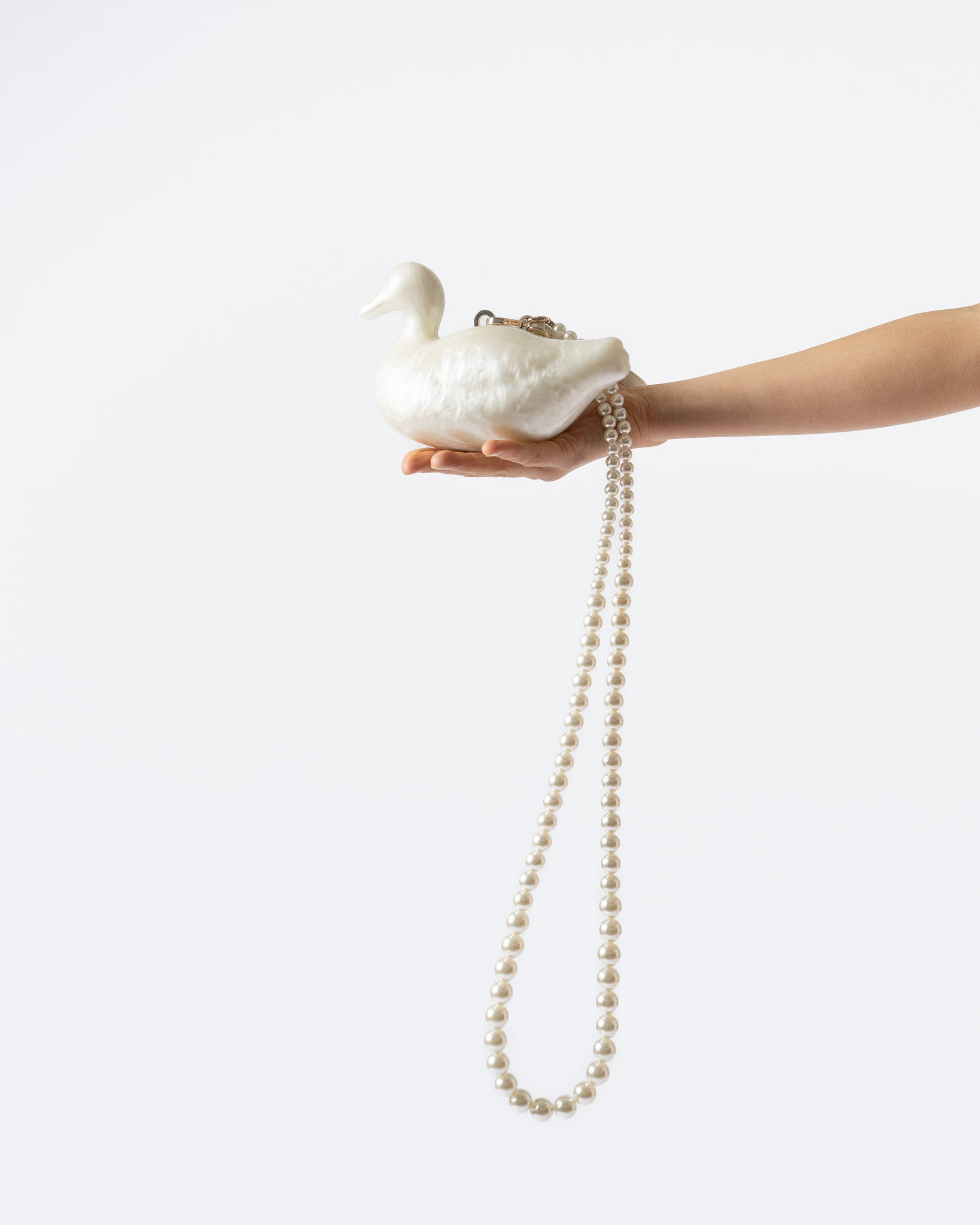 Simone Rocha Duck Bag w/ Pearl Crossbody in Pearl