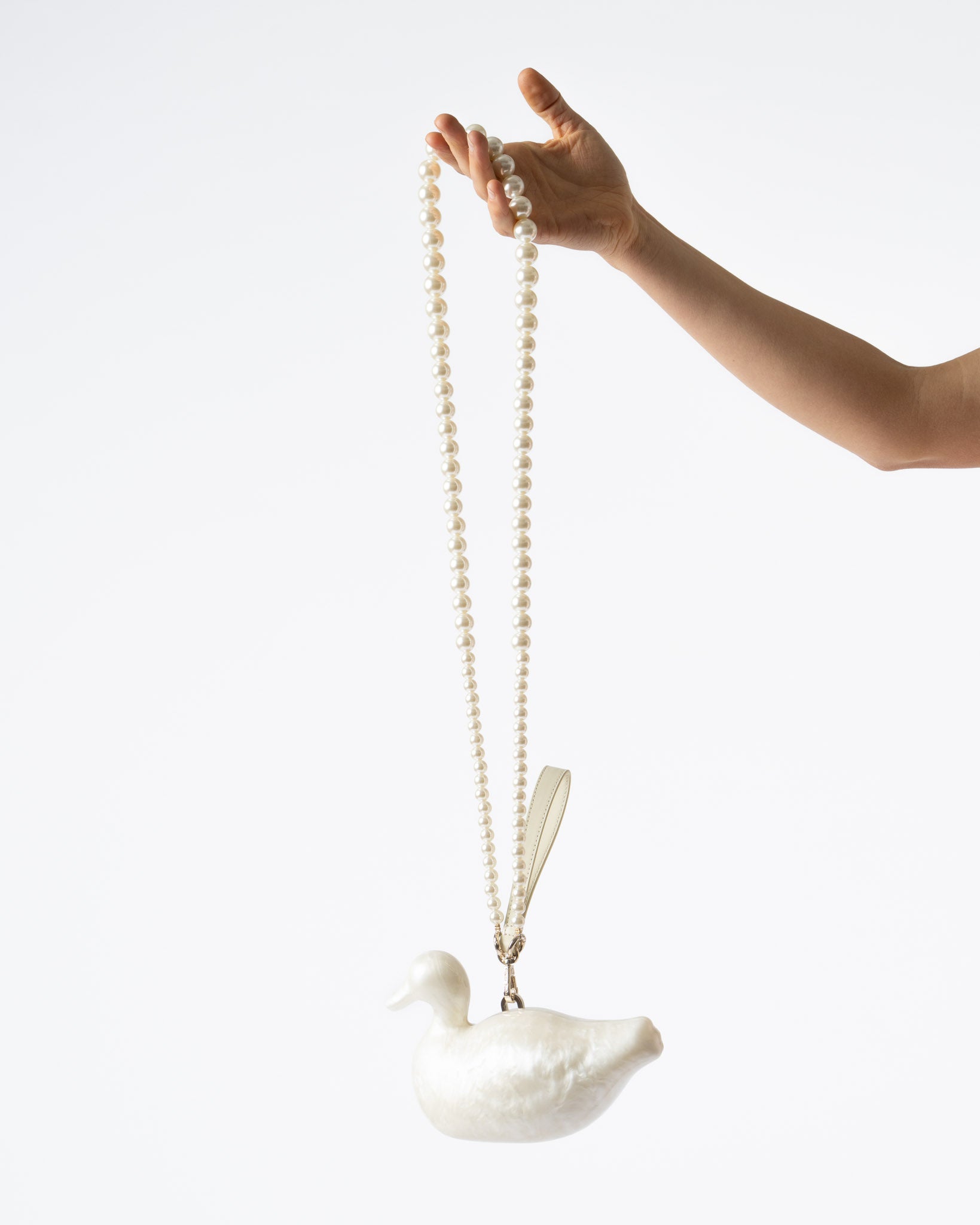 Simone Rocha Duck Bag w/ Pearl Crossbody in Pearl