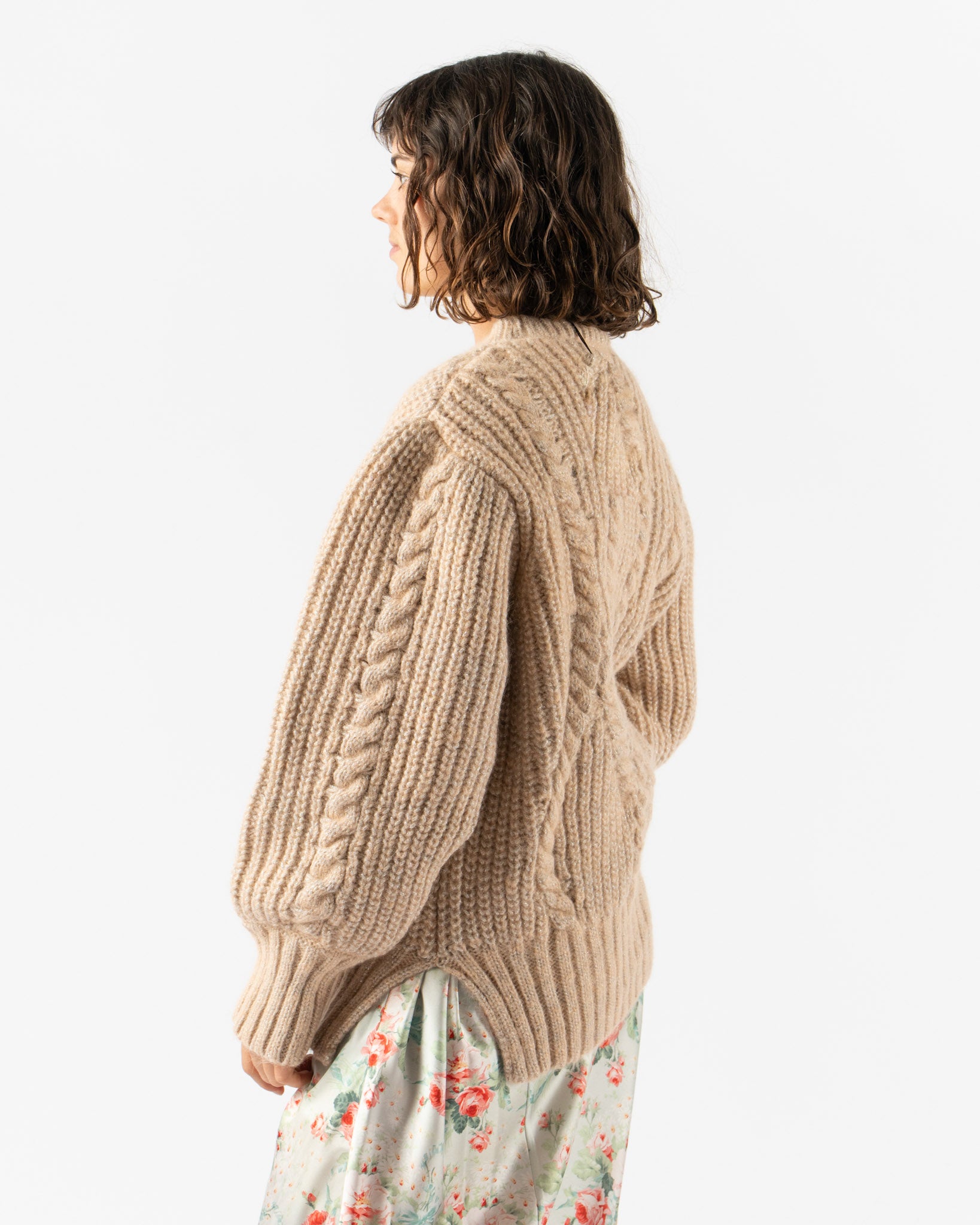Simone Rocha Puff Sleeve Chunky Knit Jumper in Rose