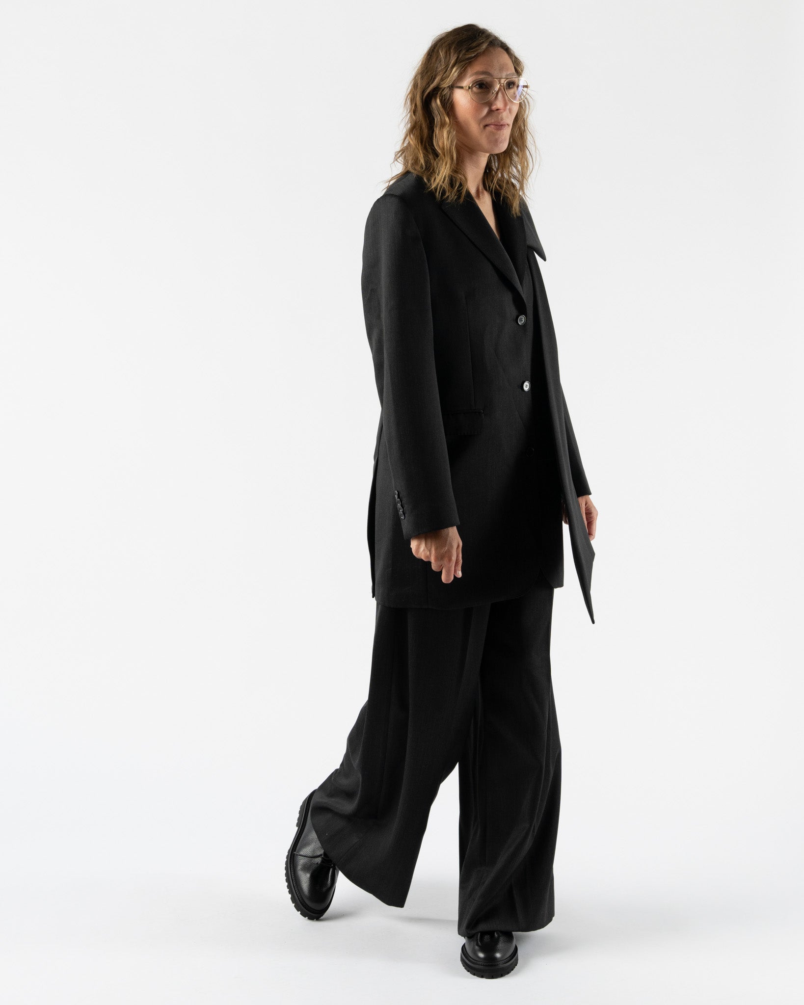 Simone Rocha Longline Plunge Jacket with Bow Detail in Charcoal