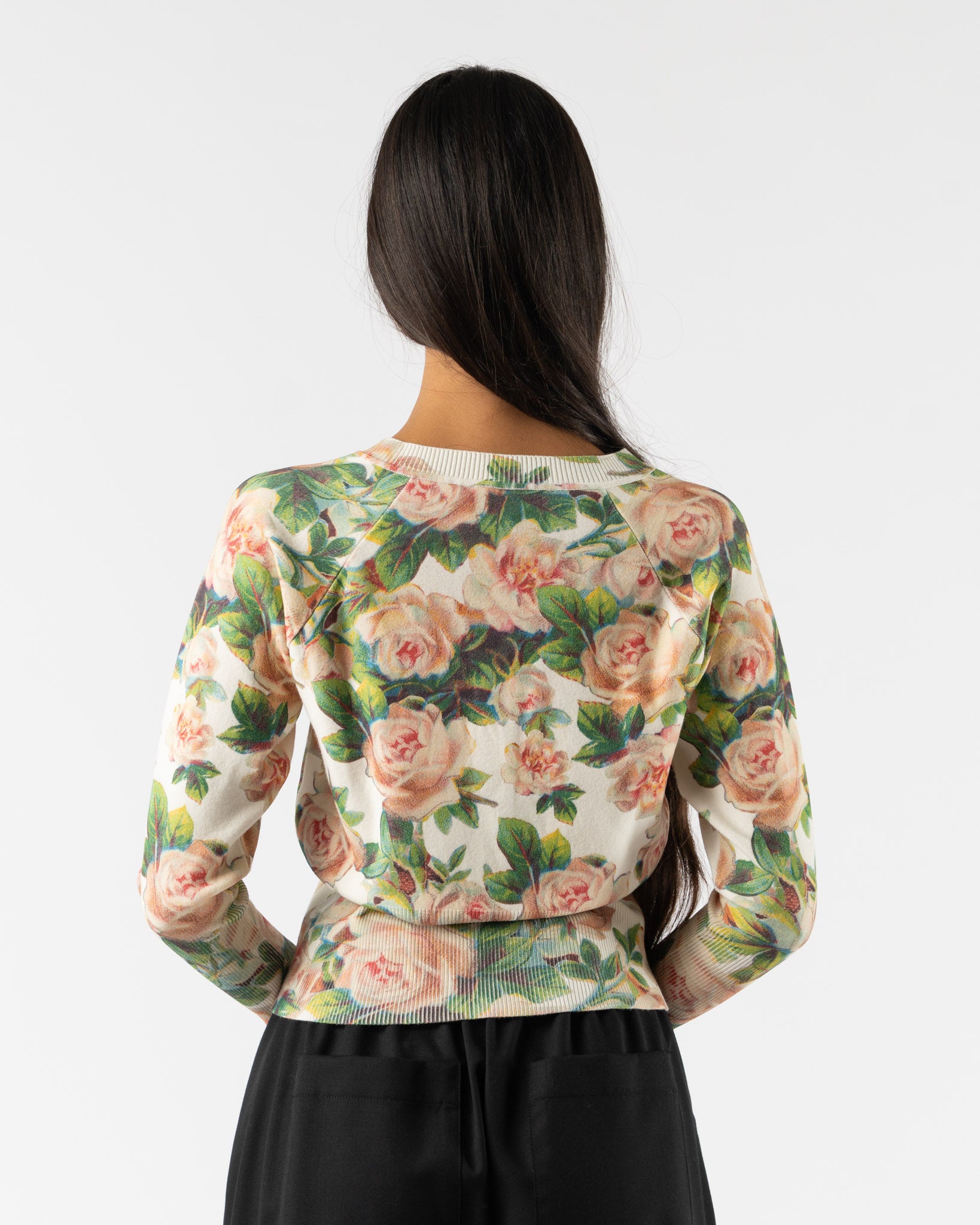 Simone Rocha Shrunken Floral Knit Cardigan in Rose