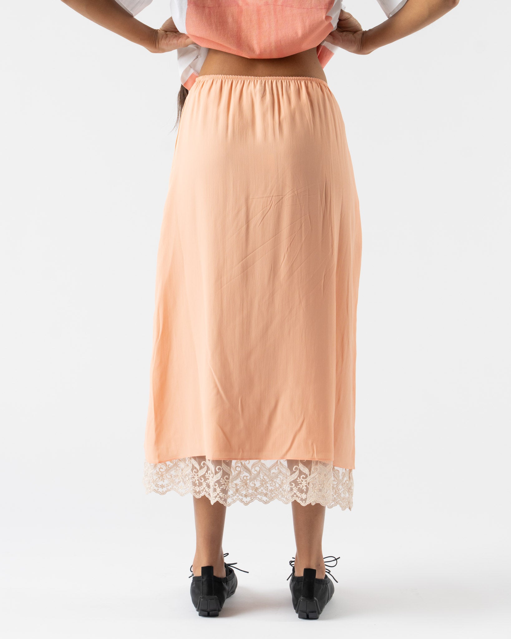 Simone Rocha Lace Trim Negligee Skirt in Clementine