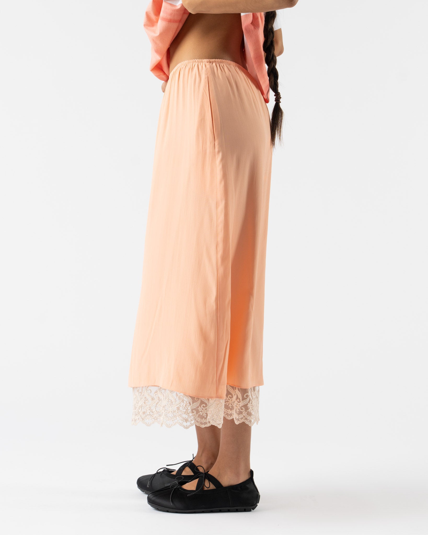 Simone Rocha Lace Trim Negligee Skirt in Clementine