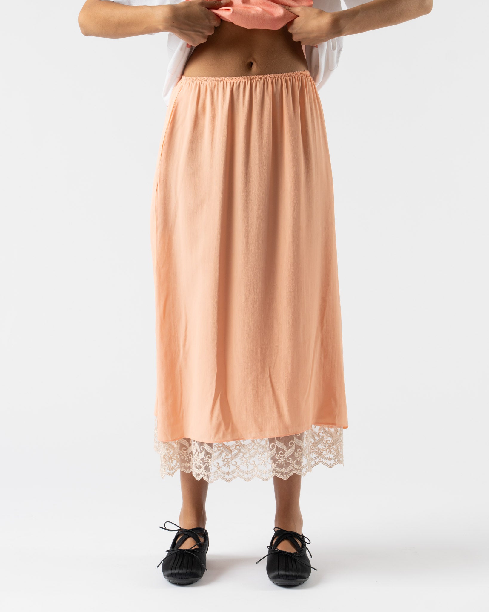 Simone Rocha Lace Trim Negligee Skirt in Clementine
