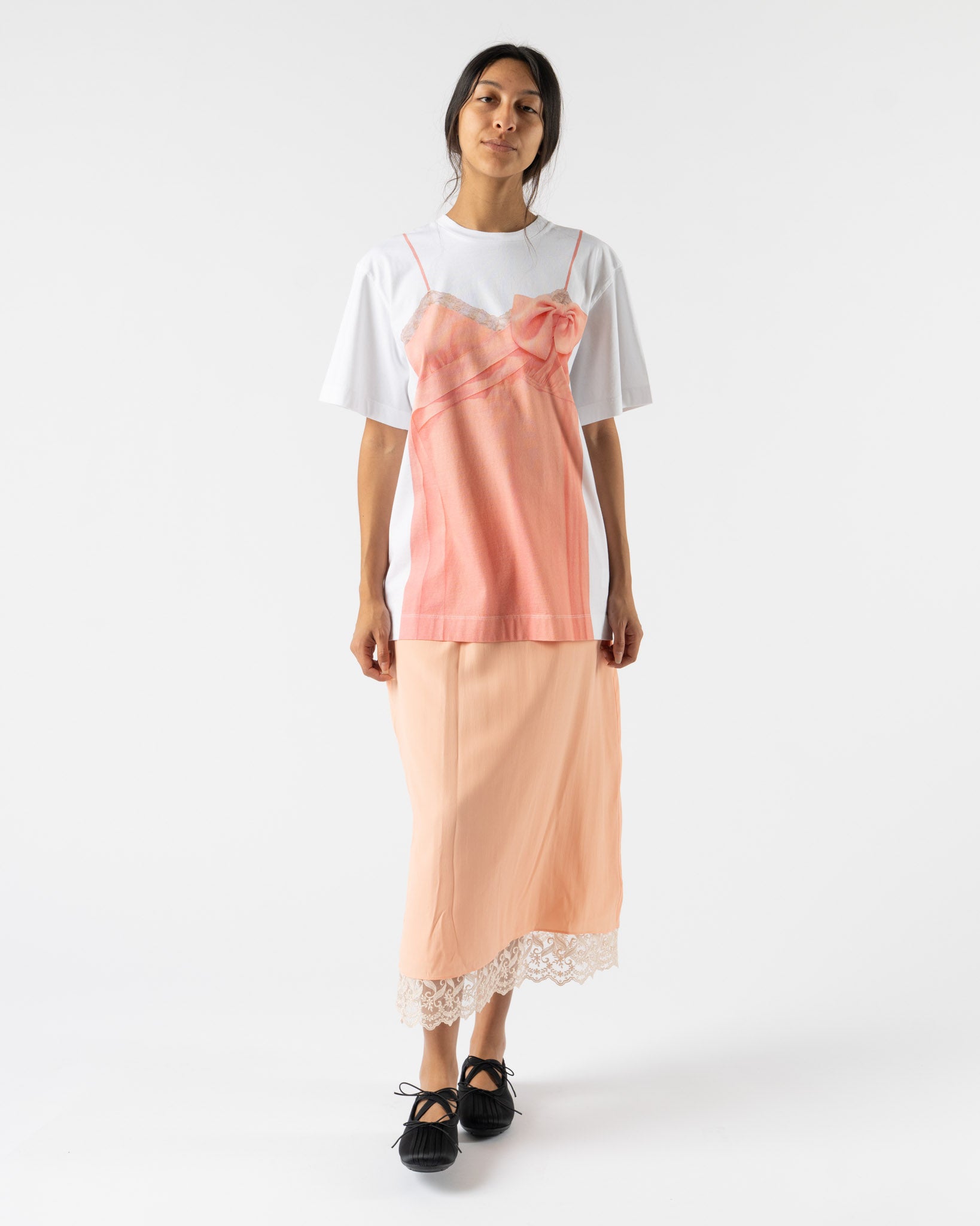 Simone Rocha Lace Trim Negligee Skirt in Clementine