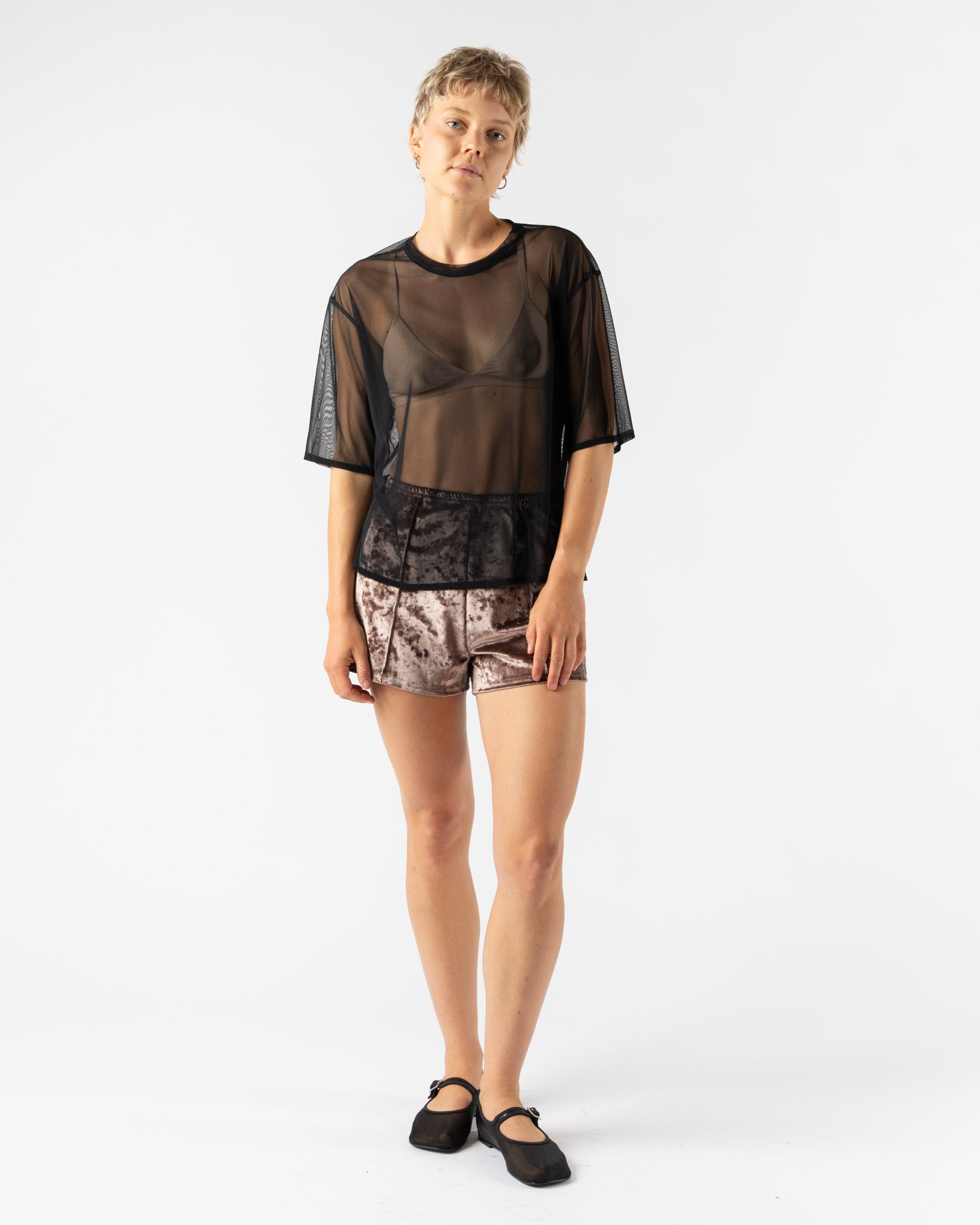 Simone Wild Mesh Oversized Tee in Black