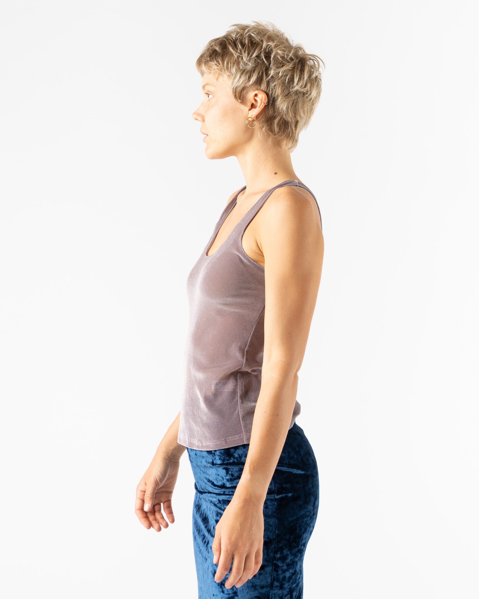 Simone Wild Mesh Velvet Tank in Mauve