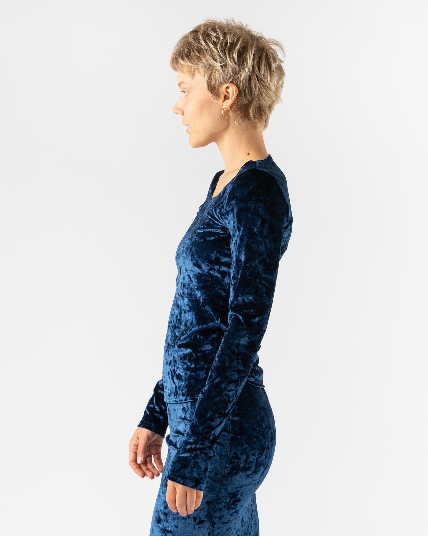 Simone Wild Velvet Basic LS Shirt in Navy