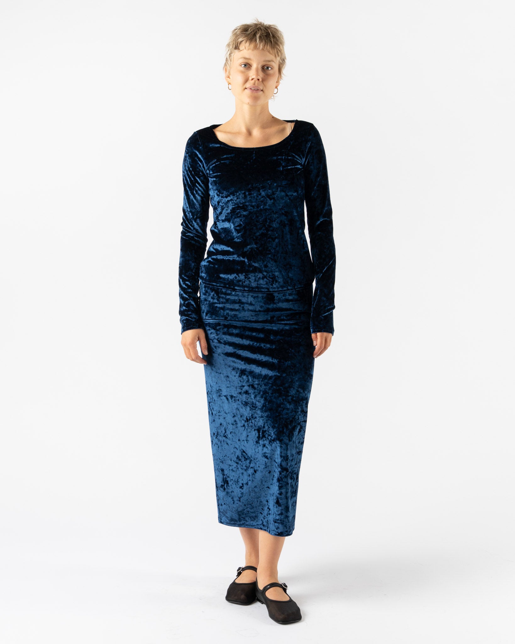 Simone Wild Velvet Basic LS Shirt in Navy