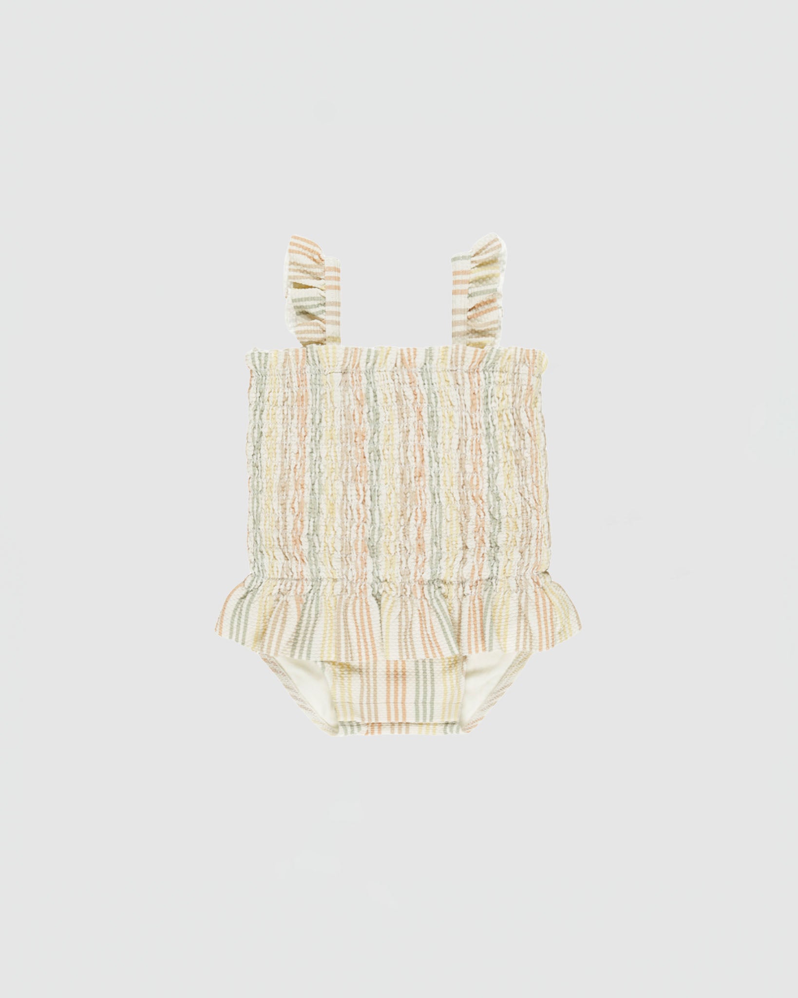 Quincy Mae Smocked One-Piece Swimsuit in Multi Stripe