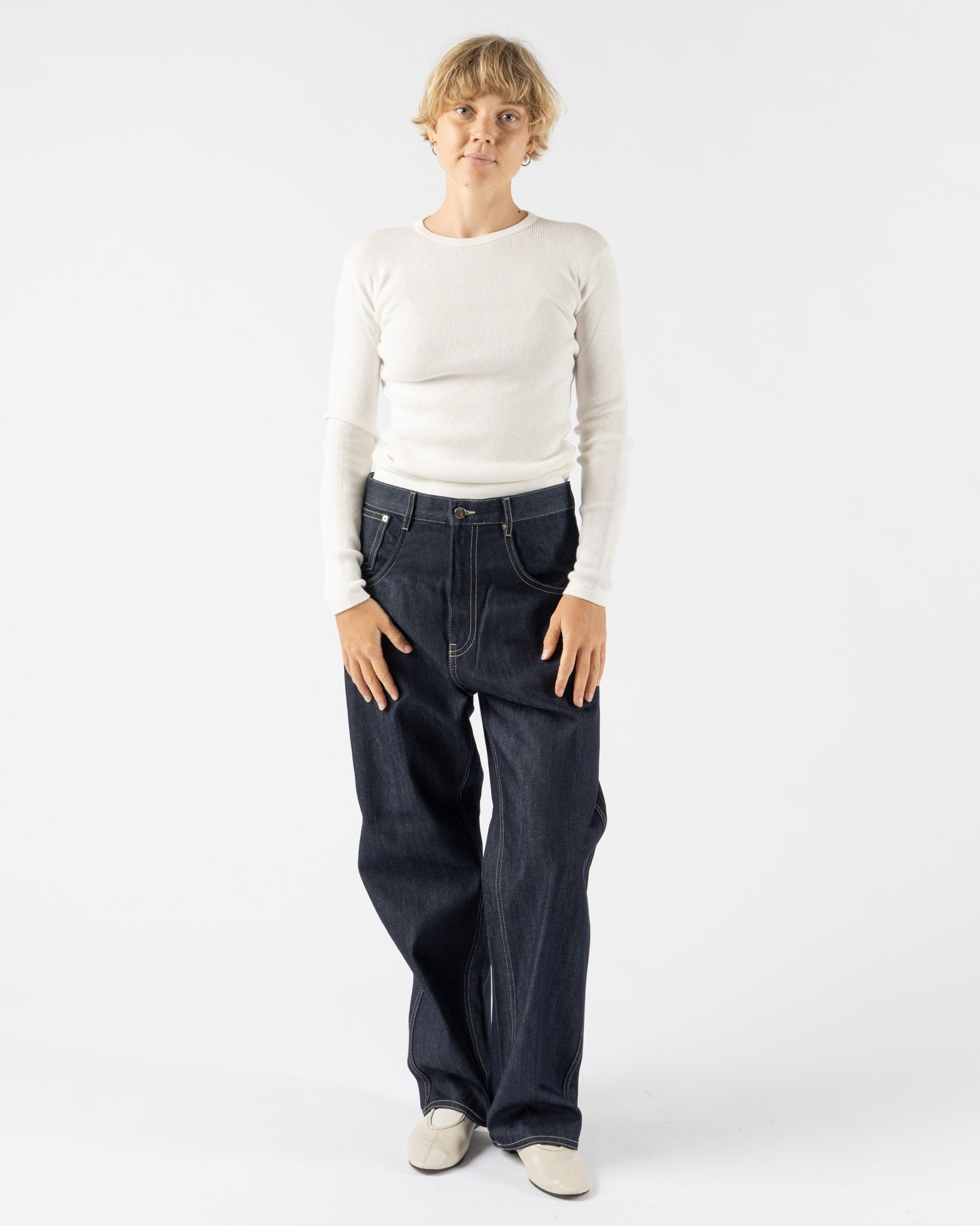 Sofie D'Hoore Minverva Rib Pullover in Off-White