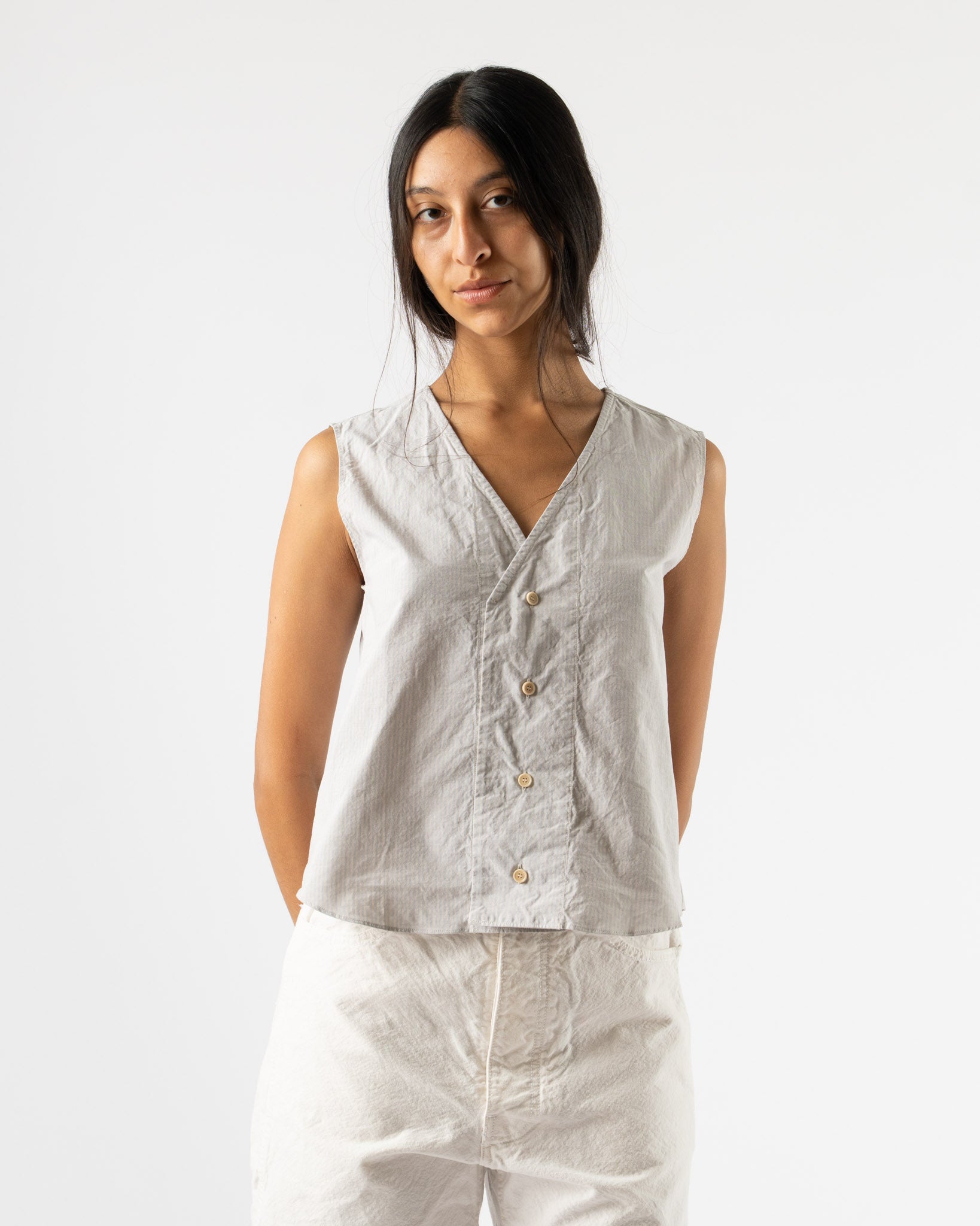 SONO Victor Vest in Dusty Stripe Fine