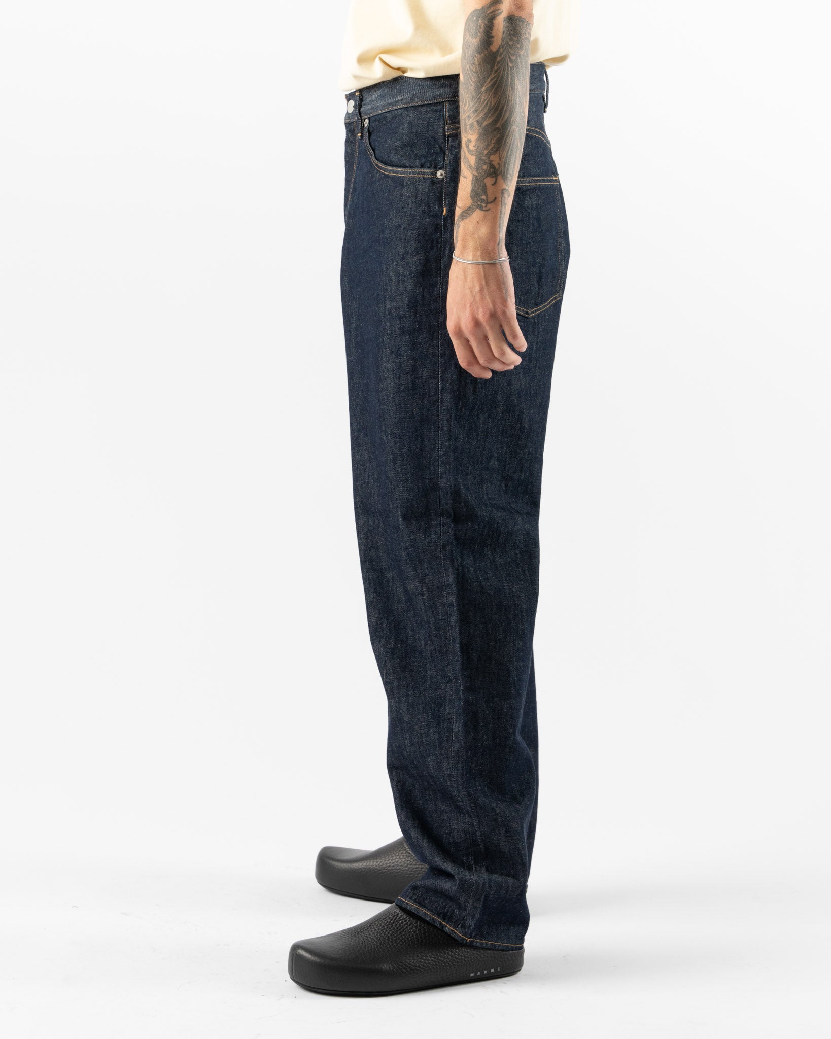 Auralee Hard Twist Denim Wide Pants in Indigo