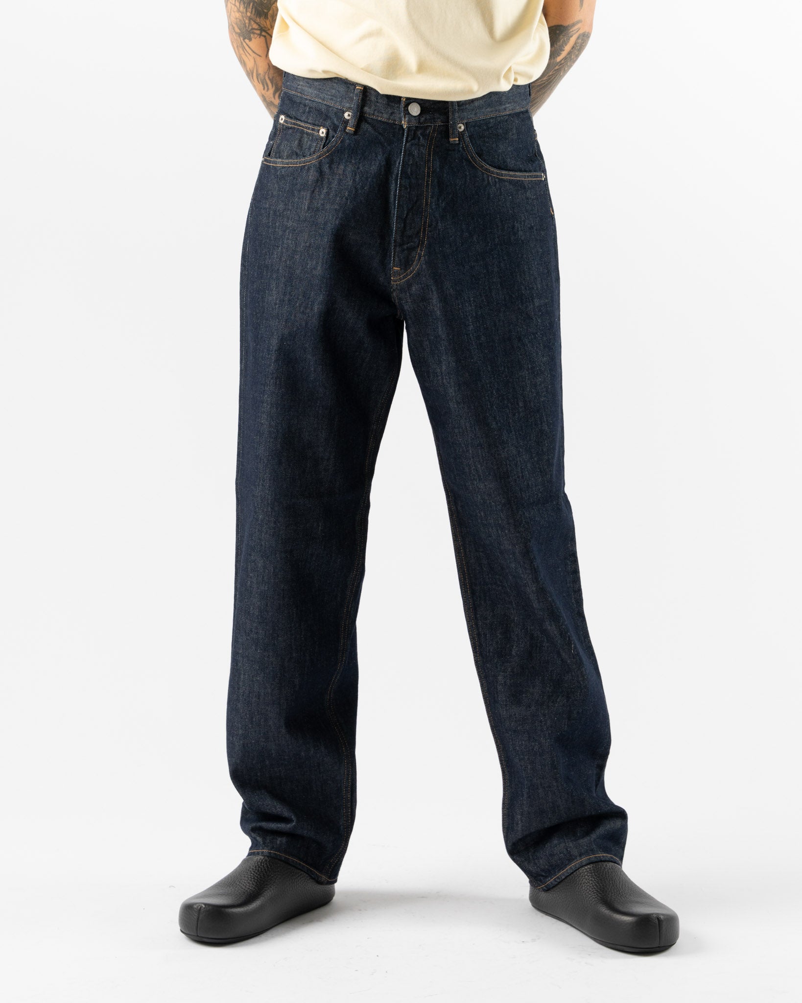 Auralee Hard Twist Denim Wide Pants in Indigo